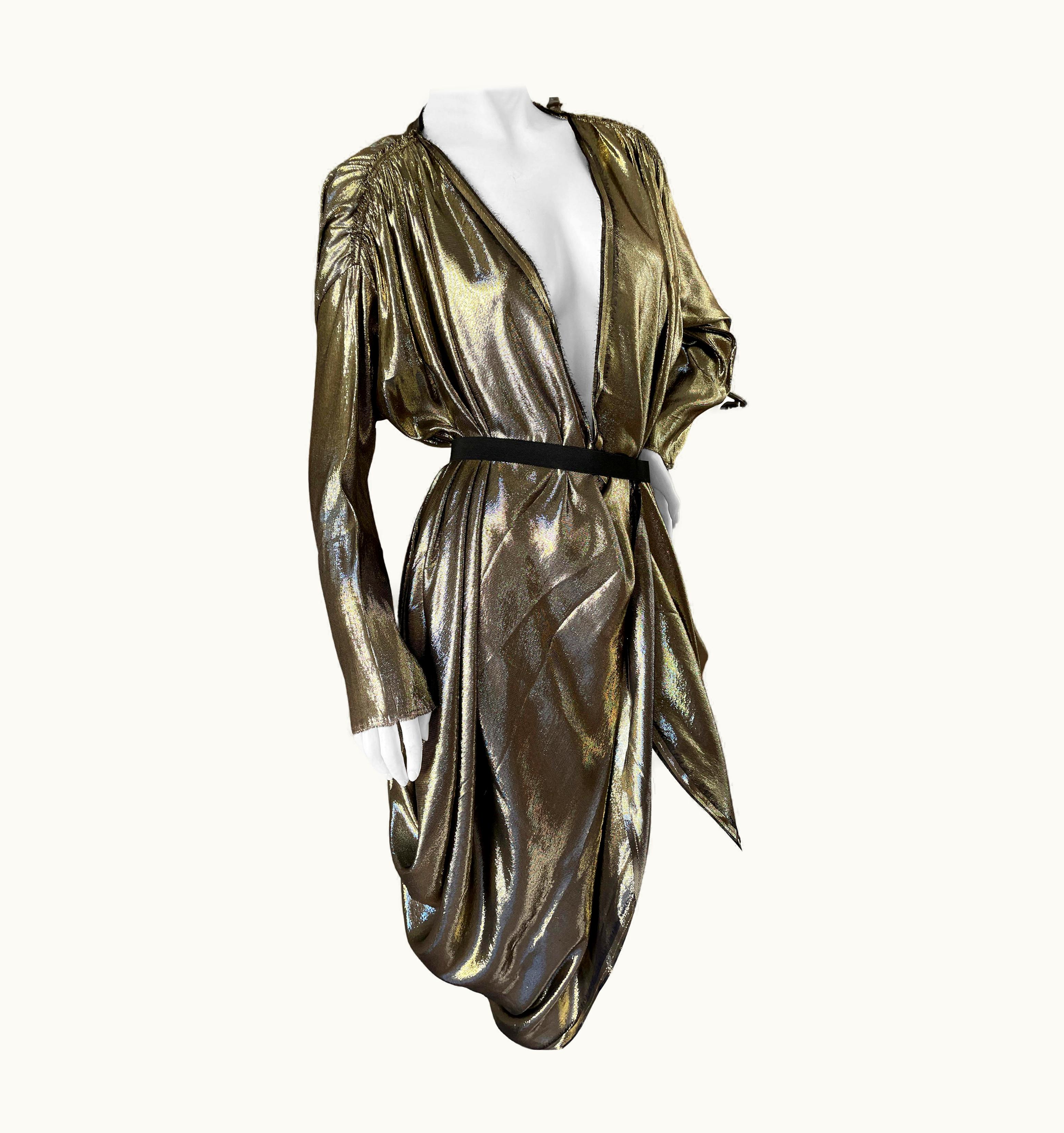 Lanvin By Alber Elbaz Metallic Gold Goddess Dress Spring 2009