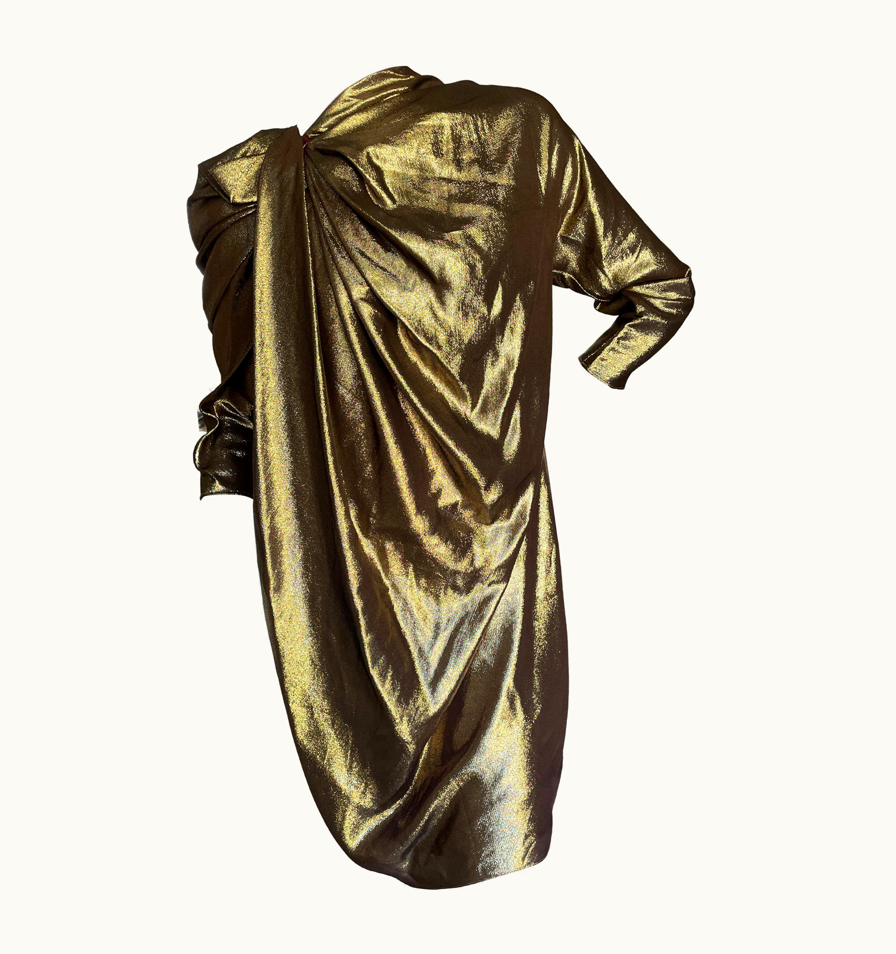 Lanvin By Alber Elbaz Metallic Gold Goddess Dress Fall 2009