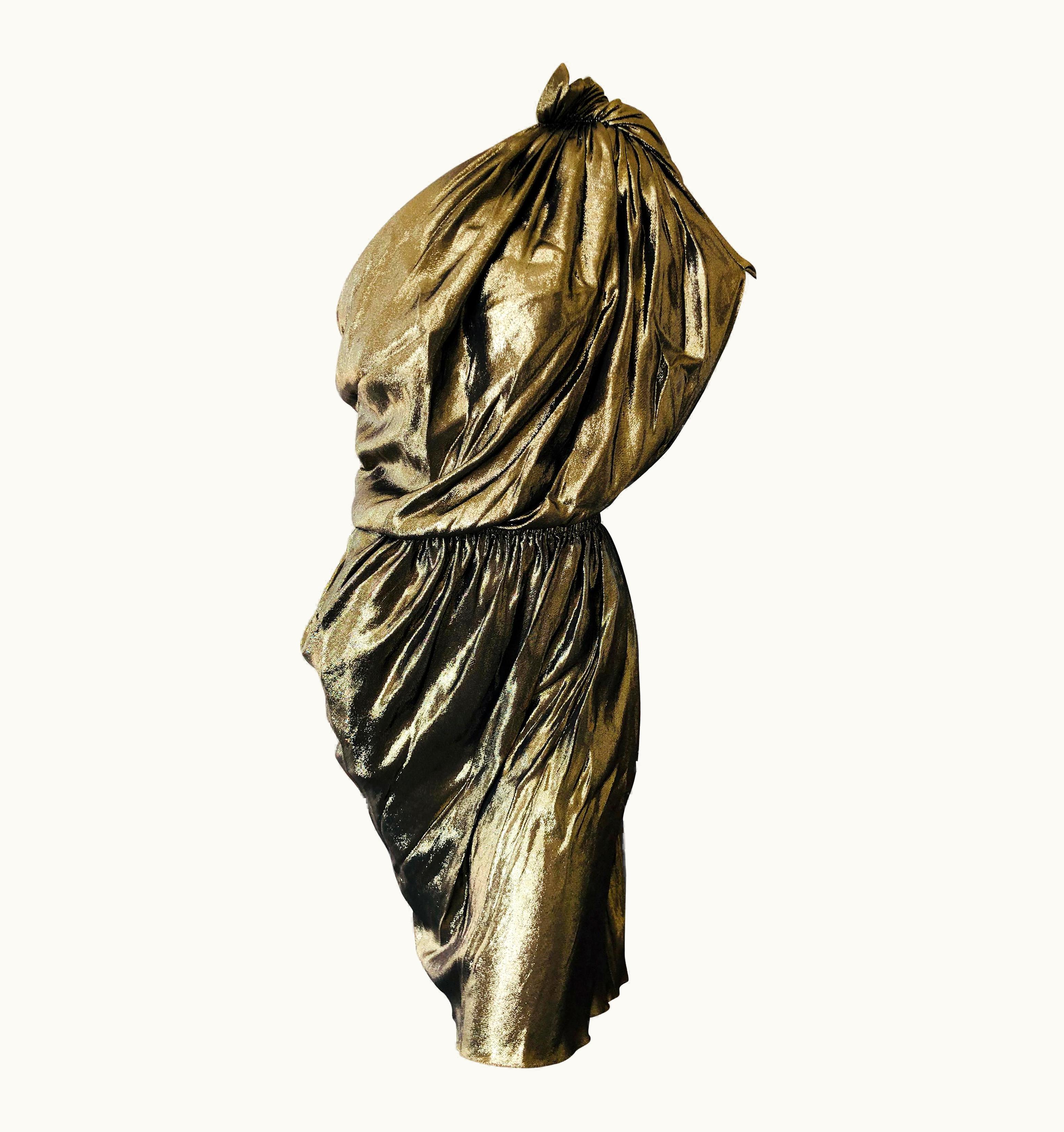 Lanvin By Alber Elbaz Metallic Gold Goddess Dress Fall 2010