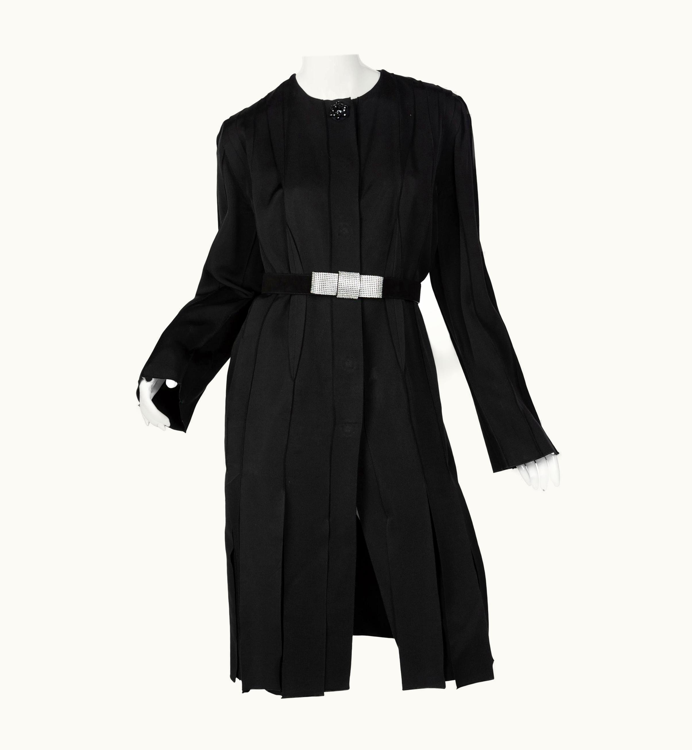 Lanvin Alber Elbaz Black Grosgrain Ribbon Coat-Dress 2012