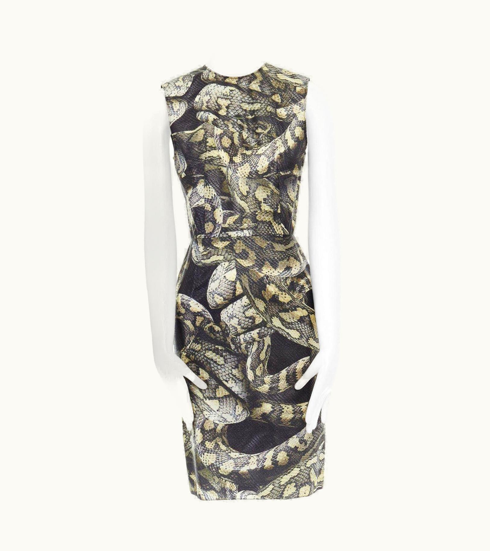 Lanvin Alber Elbaz 2012 Green Python Sheen Print Sheath Pencil Dress