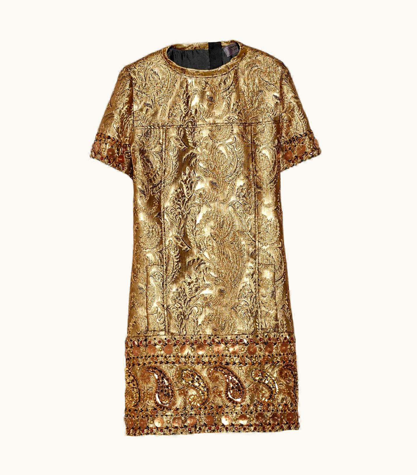 Lanvin Embellished Gold Metallic Brocade Cocktail Dress, Spring 2014 Runway