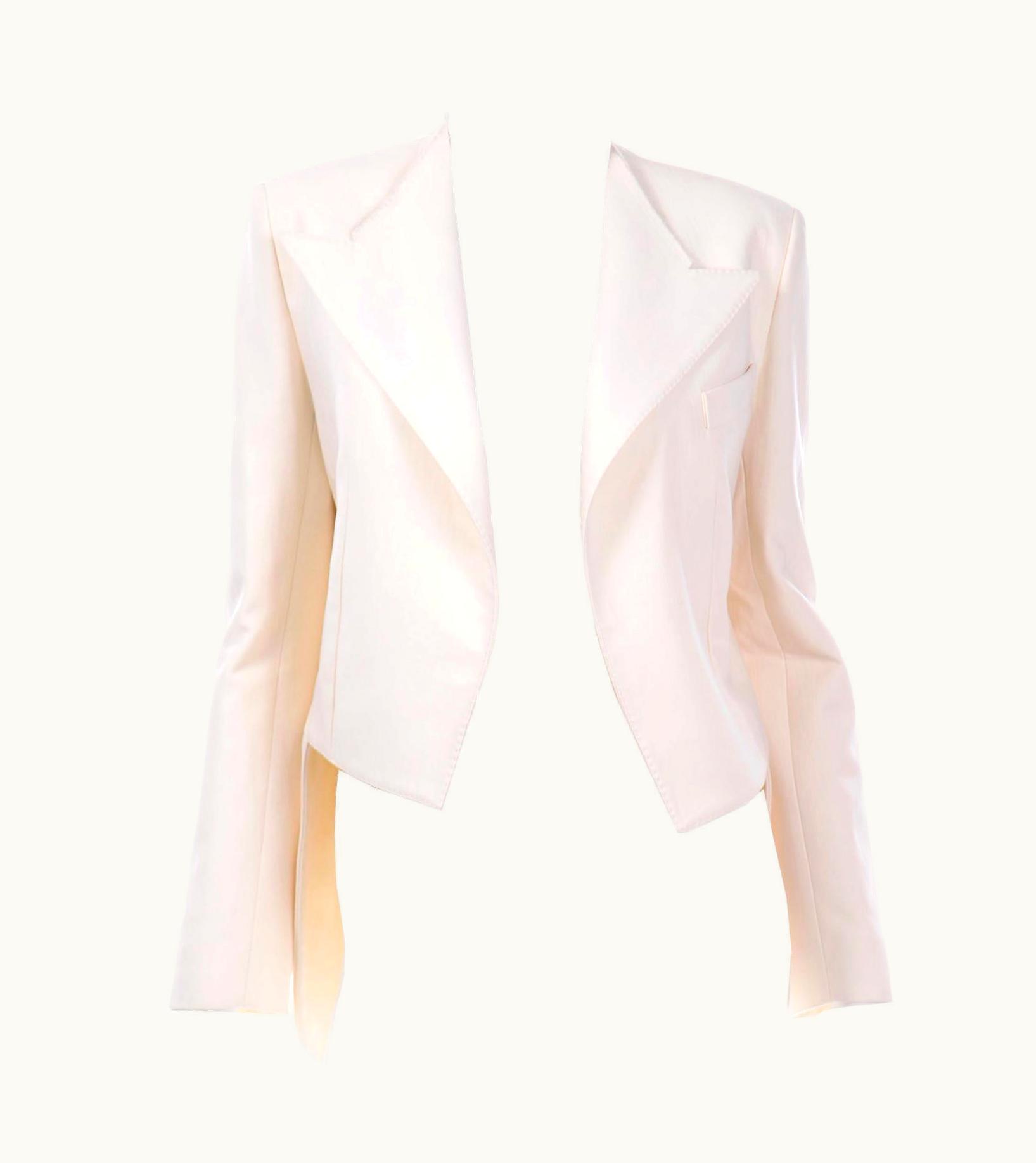 Alber Elbaz Lanvin Spring 2015 Cream Cutaway Tuxedo Style Jacket