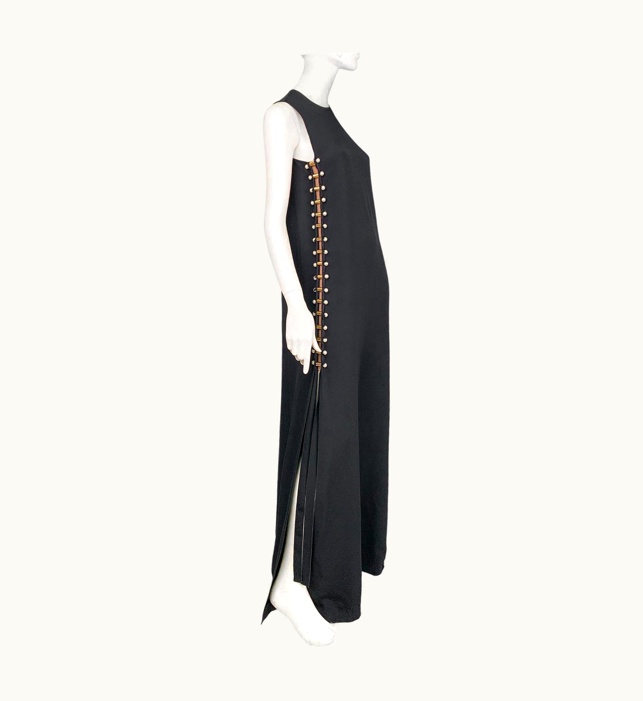 Lanvin Runway 2015 Embellished Maxi Dress With Metal & Pearl Appliques