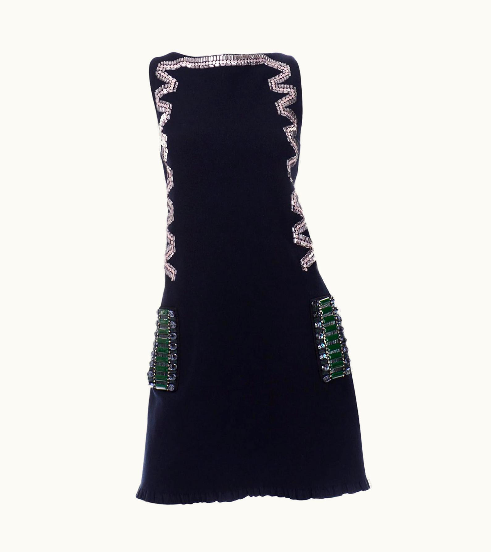 Lanvin Alber Elbaz Lanvin Resort 2015 Midnight Blue Sleeveless Dress With Rhinestones