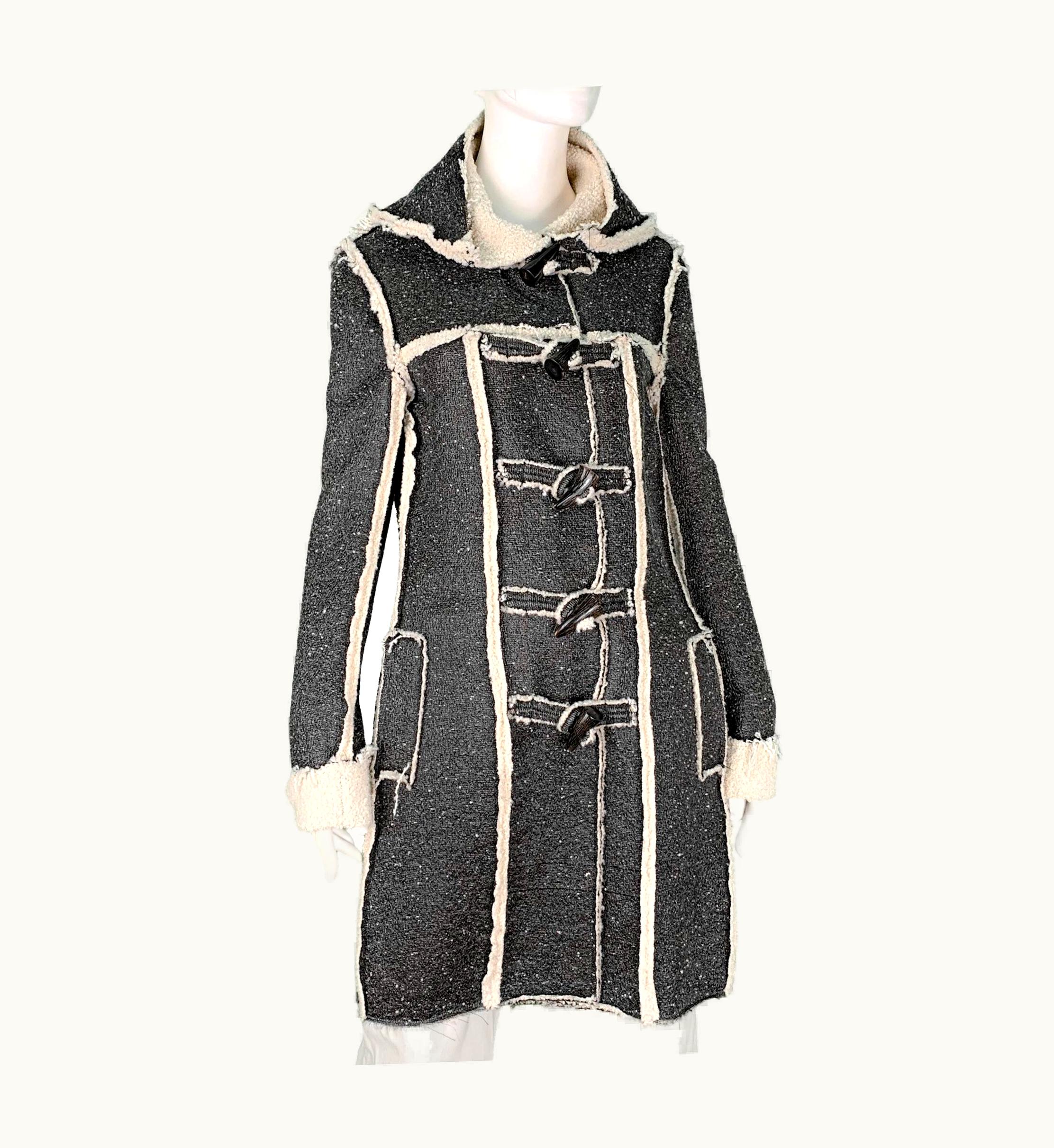 Lanvin Runway Pre-Fall 2015 Alber Elbaz Faux Shearling Metallic Wool Coat