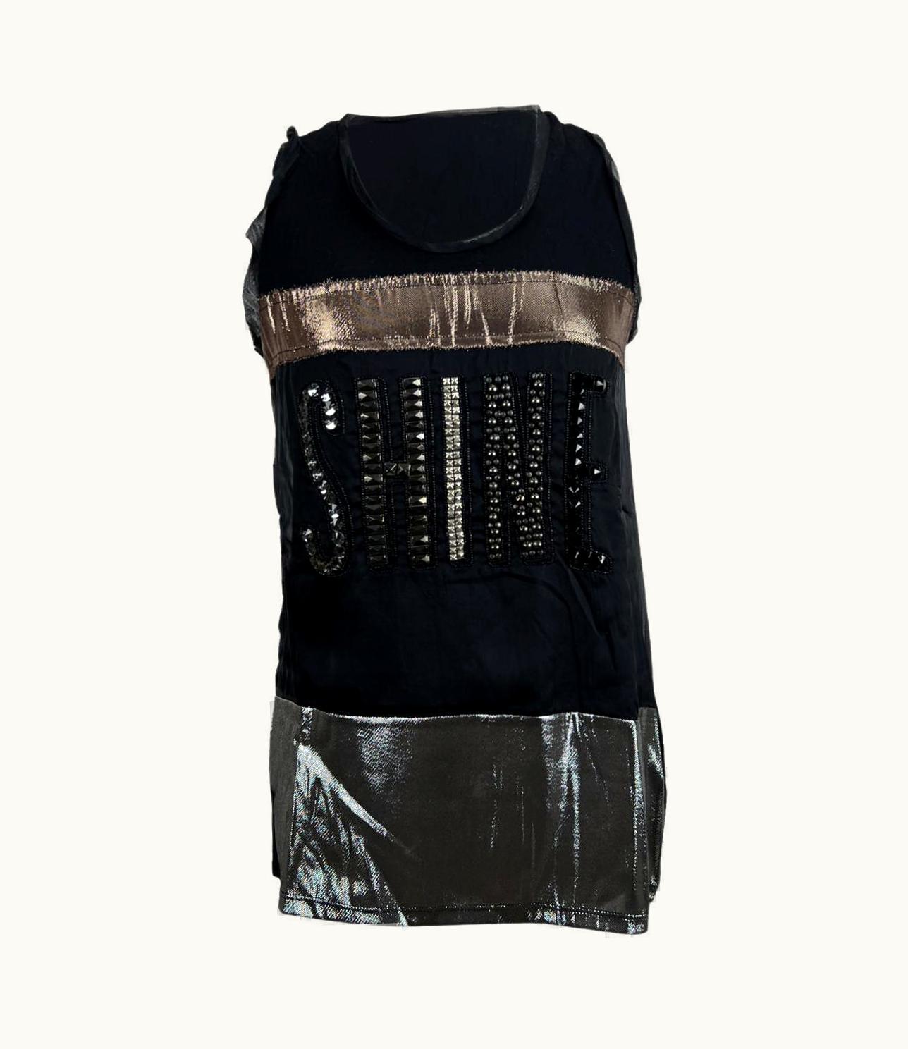 Lanvin Black Viscose Shine Sleeveless Top With Embellishment UZ0614884