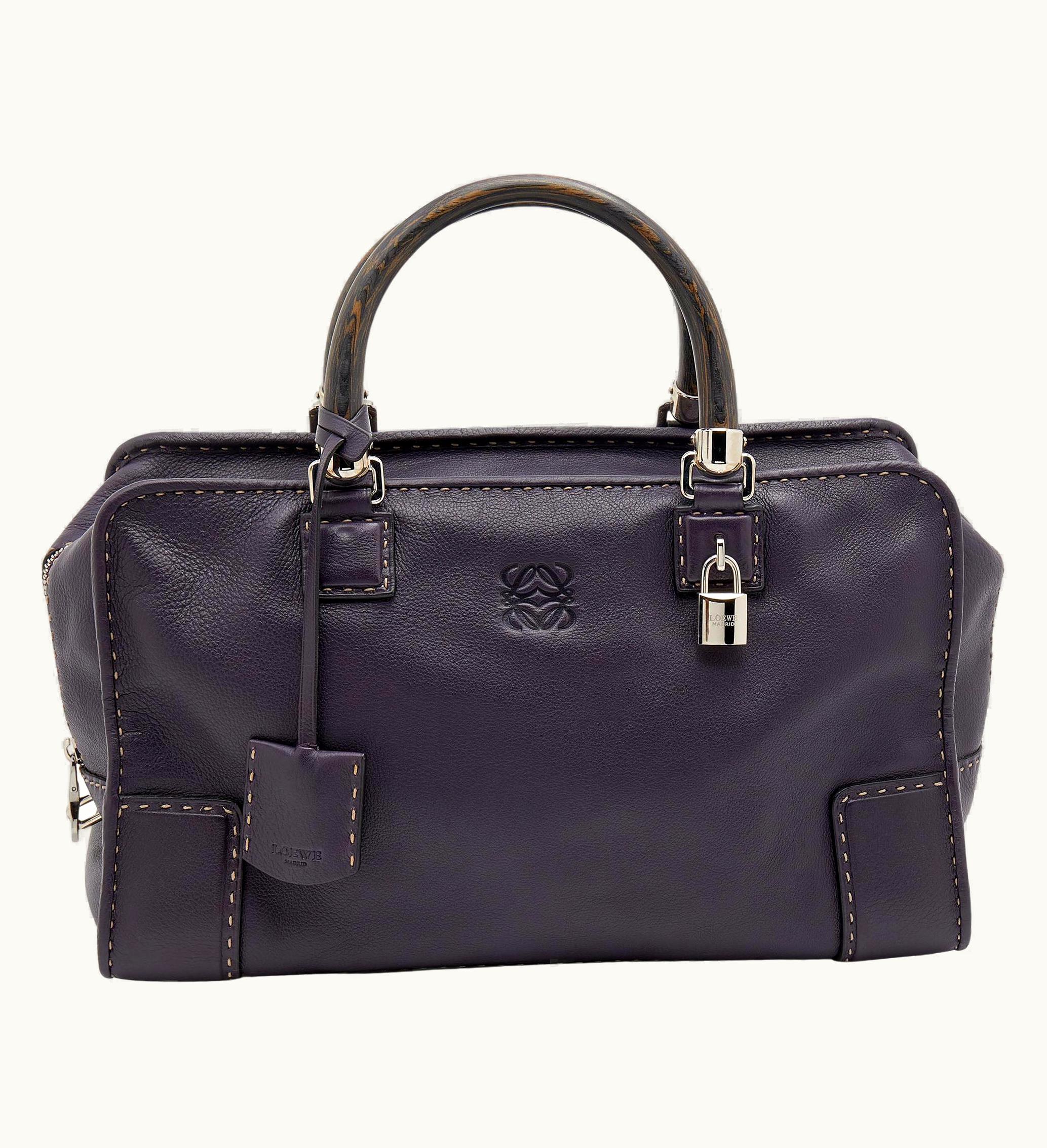 Loewe Purple Leather Wood Handle Amazona 36 Bag