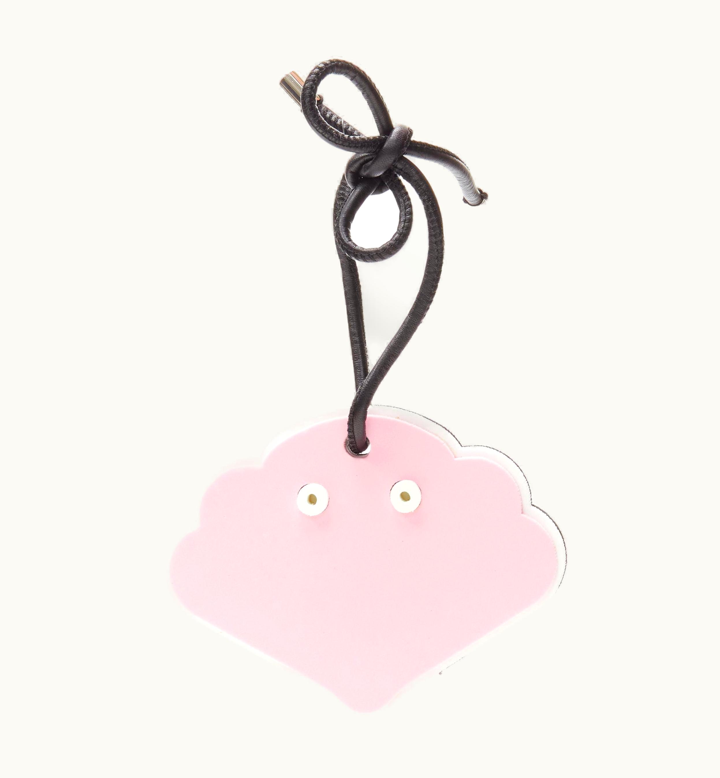 Loewe Pink Clam Foam Black Leather Cord Bag Charm