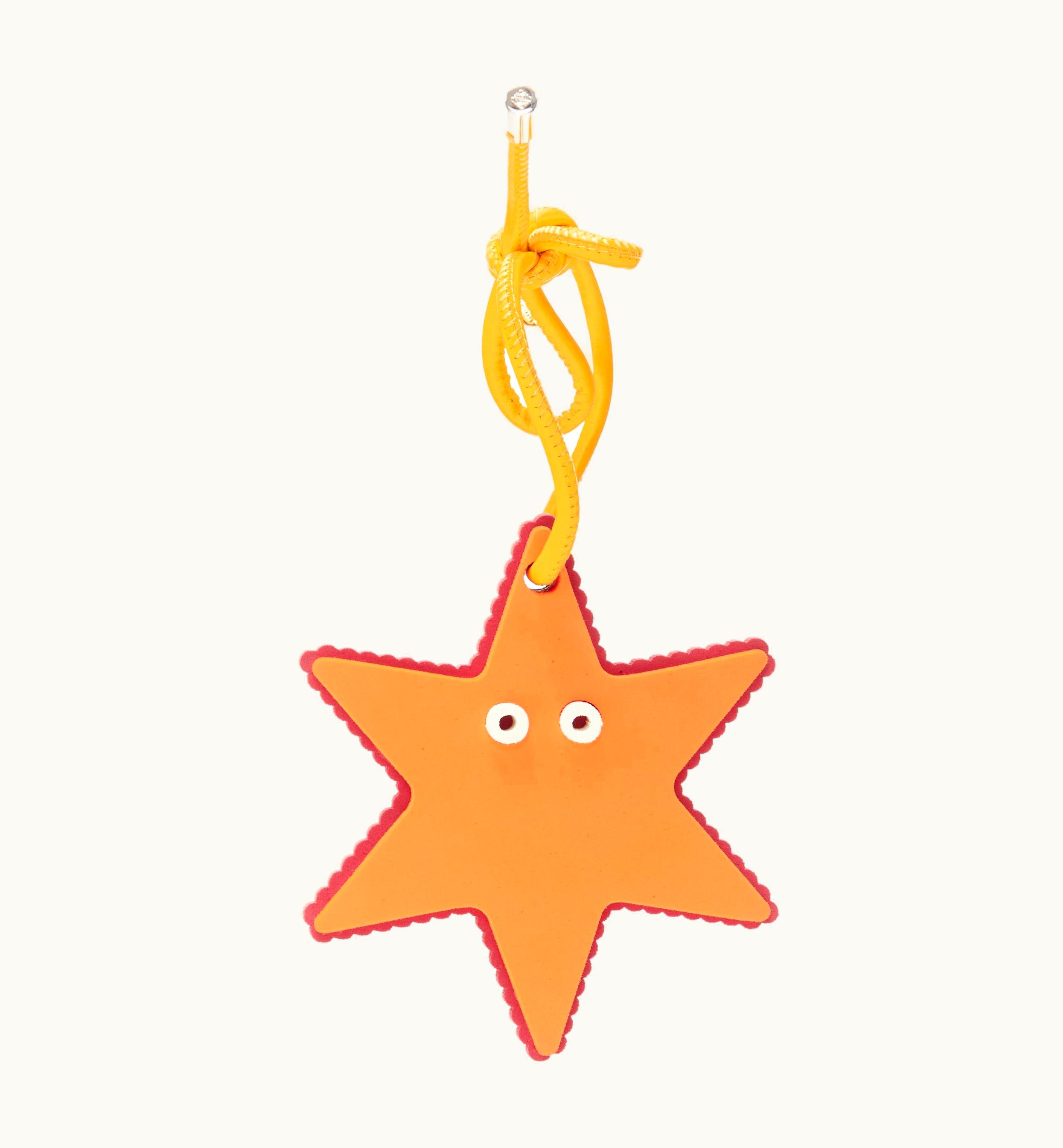 Loewe Orange Starfish Foam Yellow Leather Cord Bag Charm