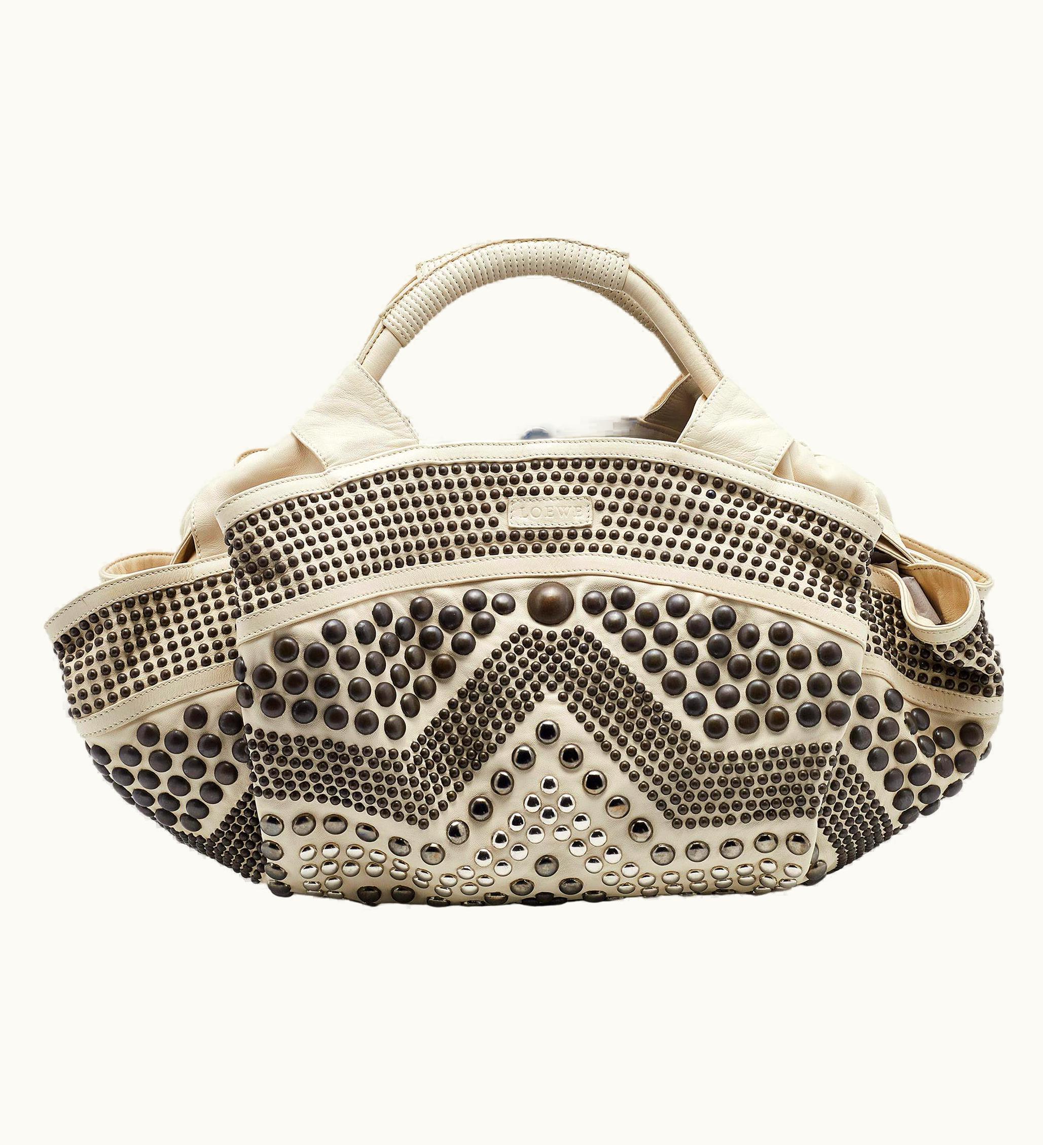 Loewe Light Beige Leather Special Edition Embellished Aire Hobo