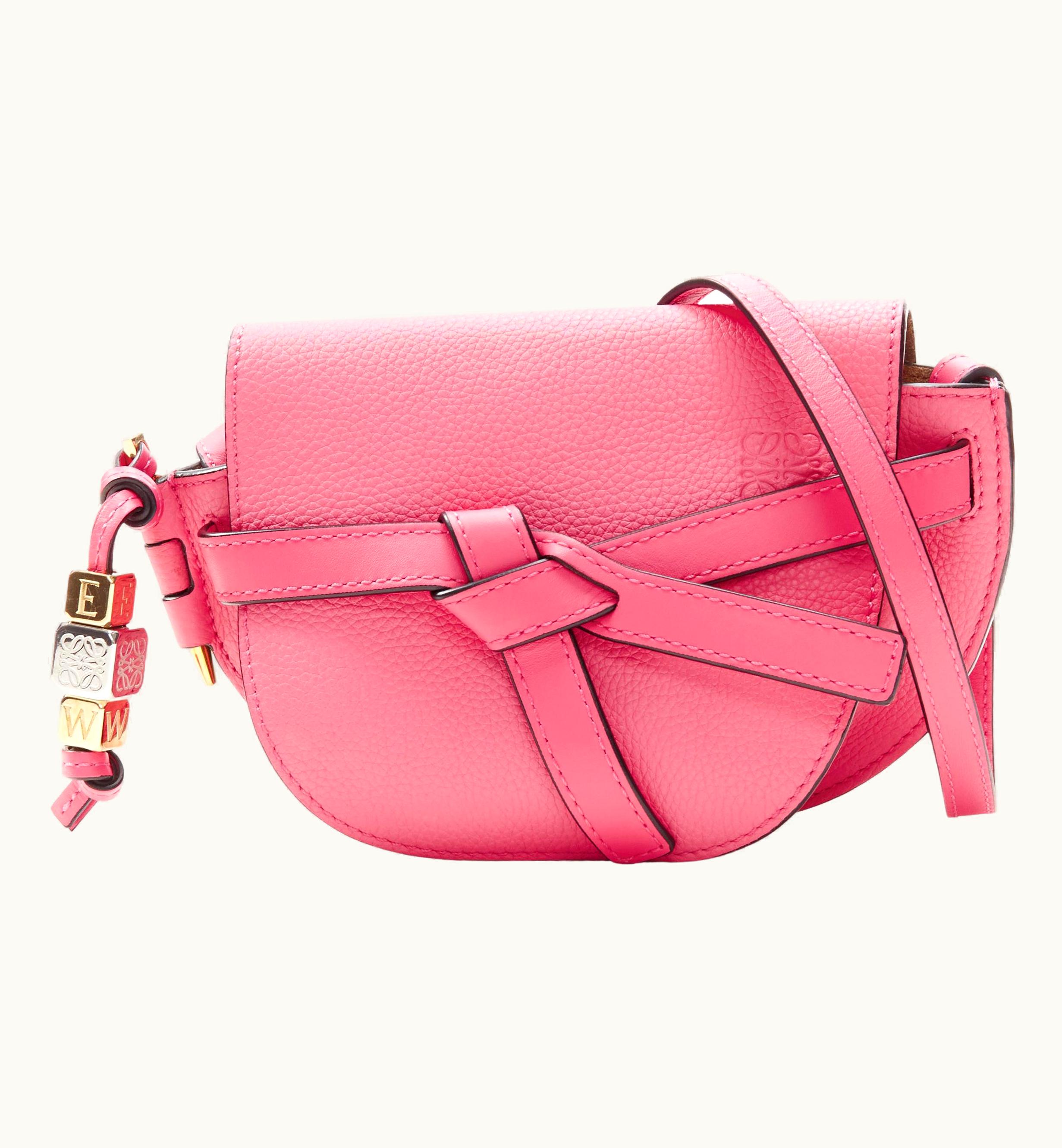 Loewe Mini Gate Light Pink Knot Strap Half Moon Crossbody Bag