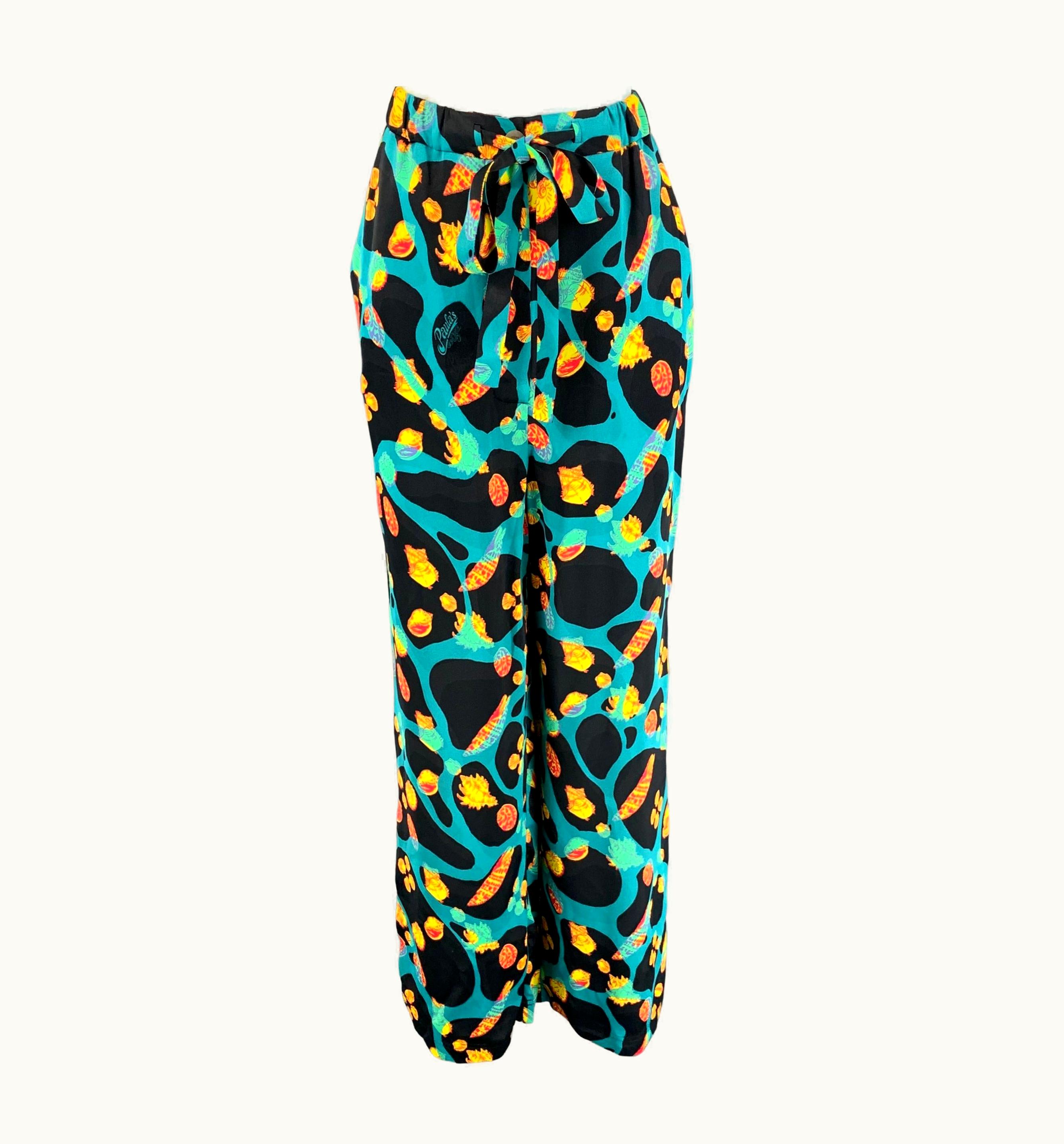 Loewe Multi-Color Viscose Shell Print Drawstring Casual Pants