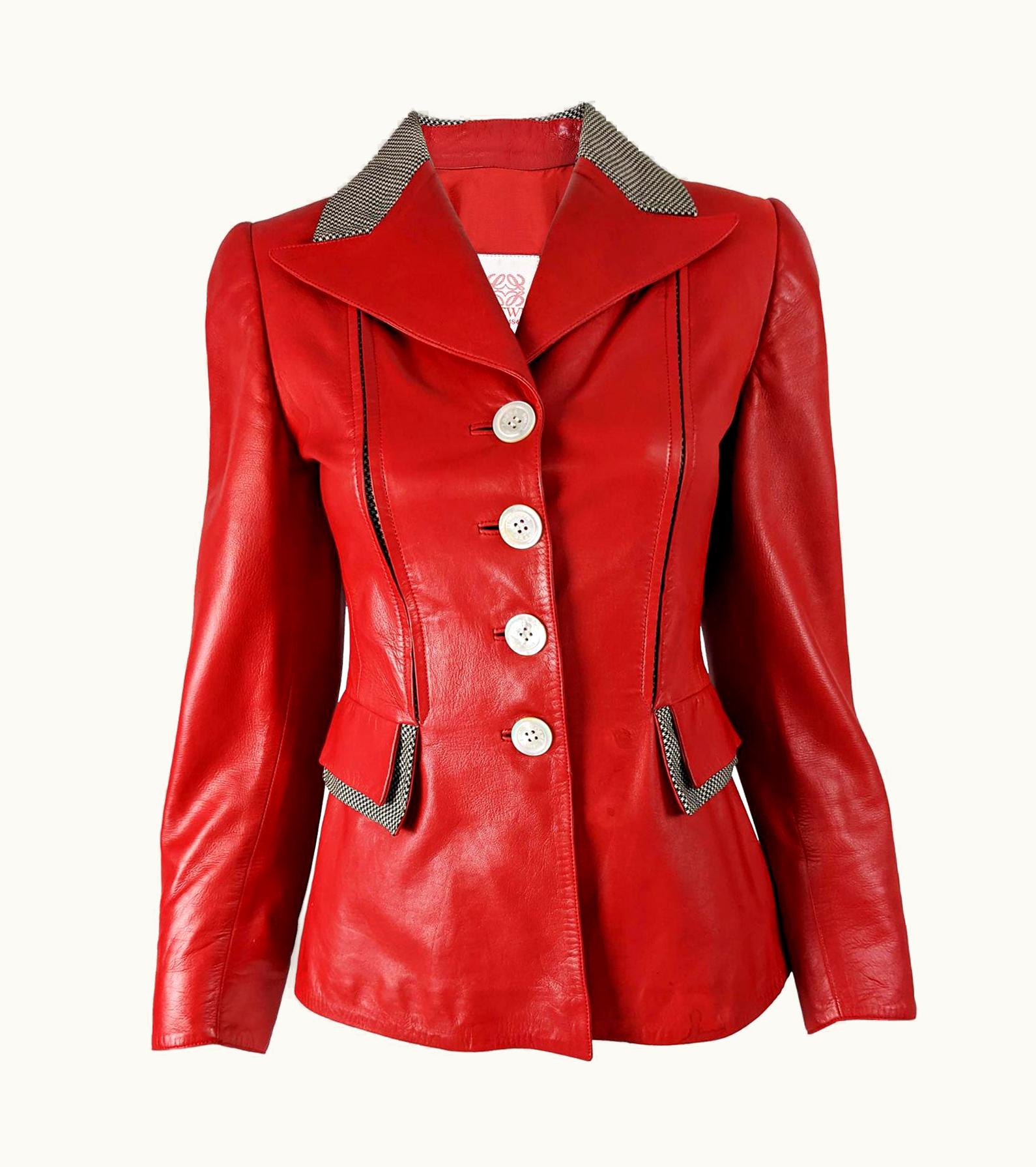 Loewe Vintage Red Leather Womens Jacket