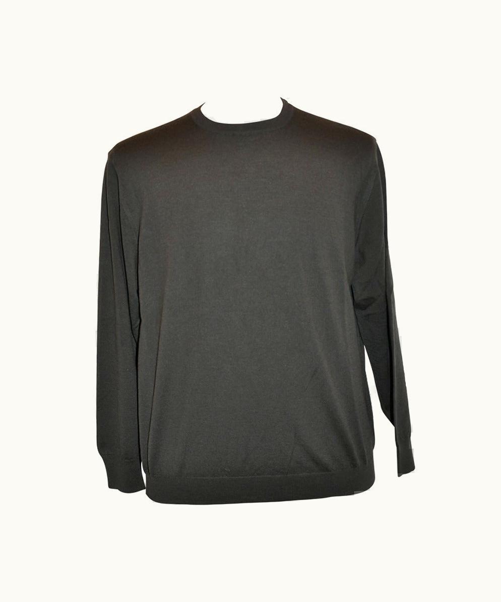 Loewe Men' Olive Green Superfine Merino Wool Crew-Neck Pullover