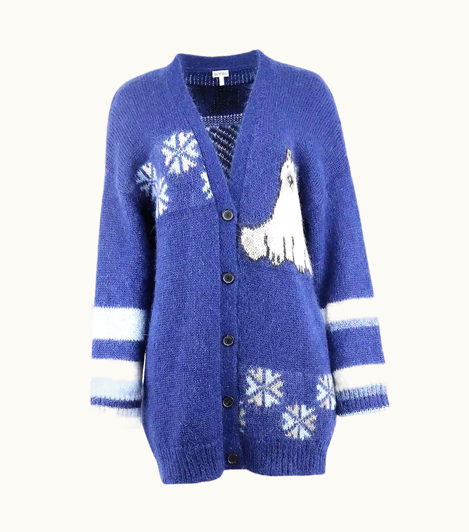 Loewe Oversized Intarsia Mohair Blend Cardigan Small