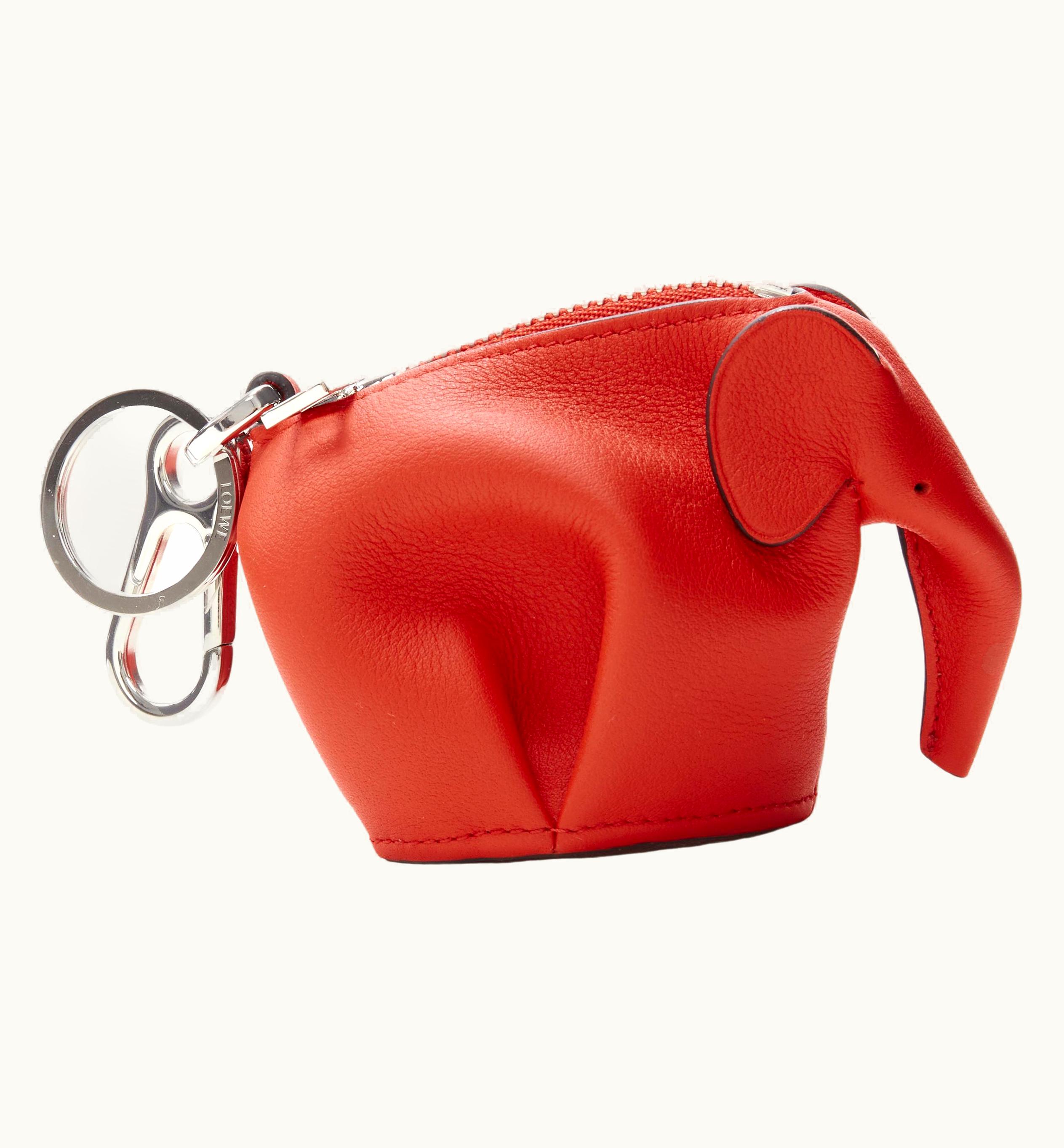 Loewe Elephant Red Leather Coins Purse Bag Charm