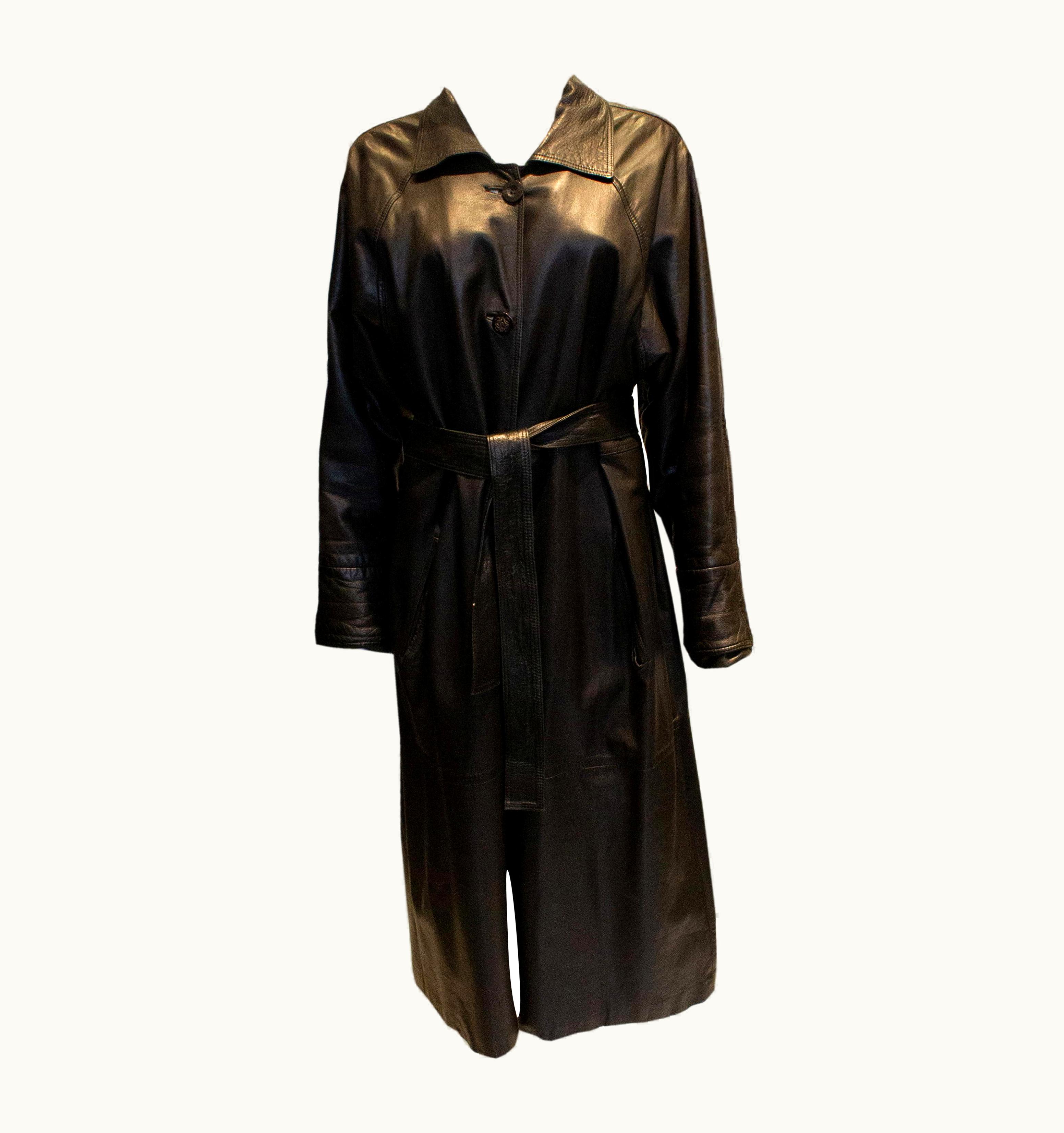 Loewe Vintage Loewe Black Leather Coat And Belt