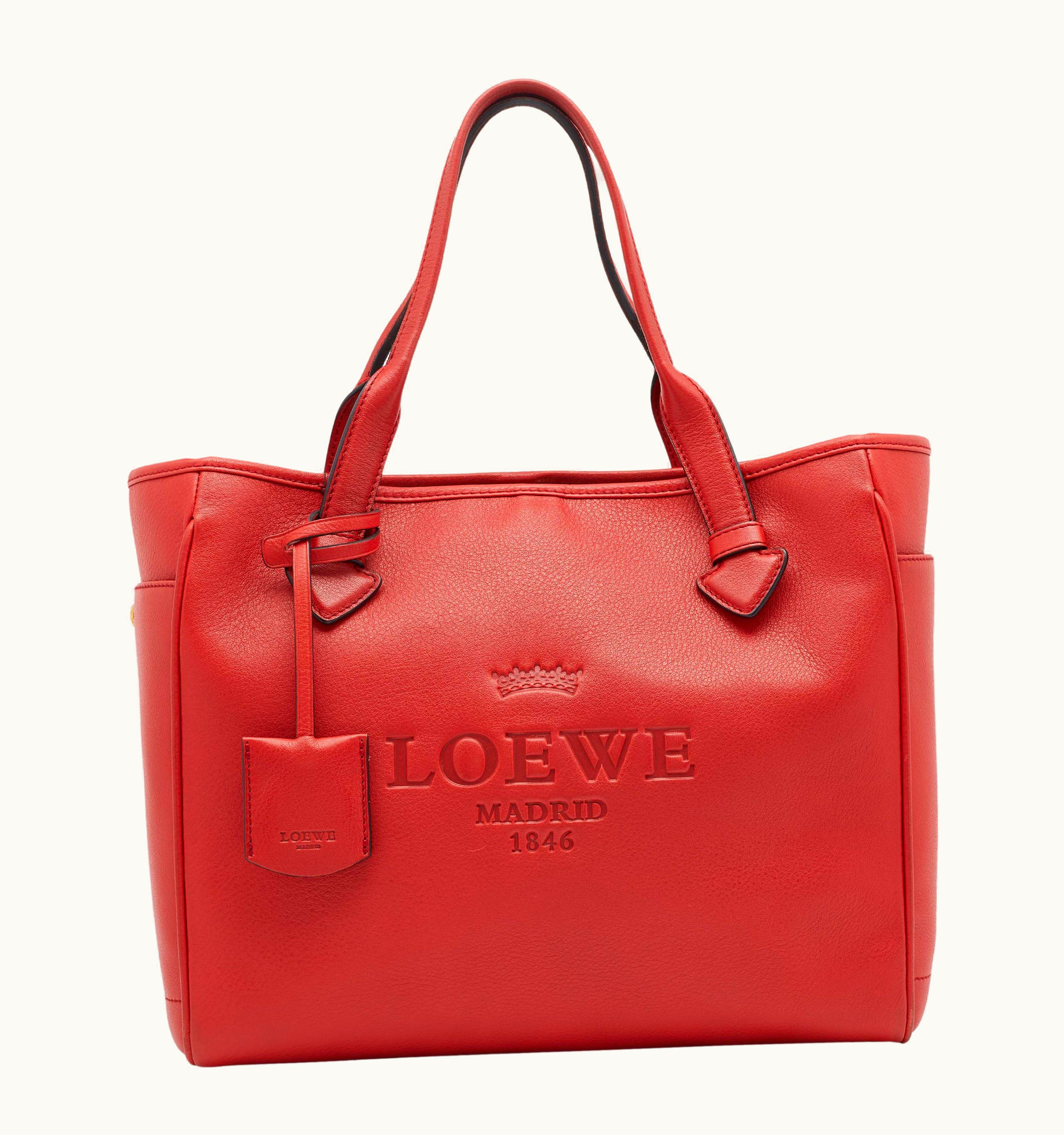 Loewe Red Leather Heritage Tote