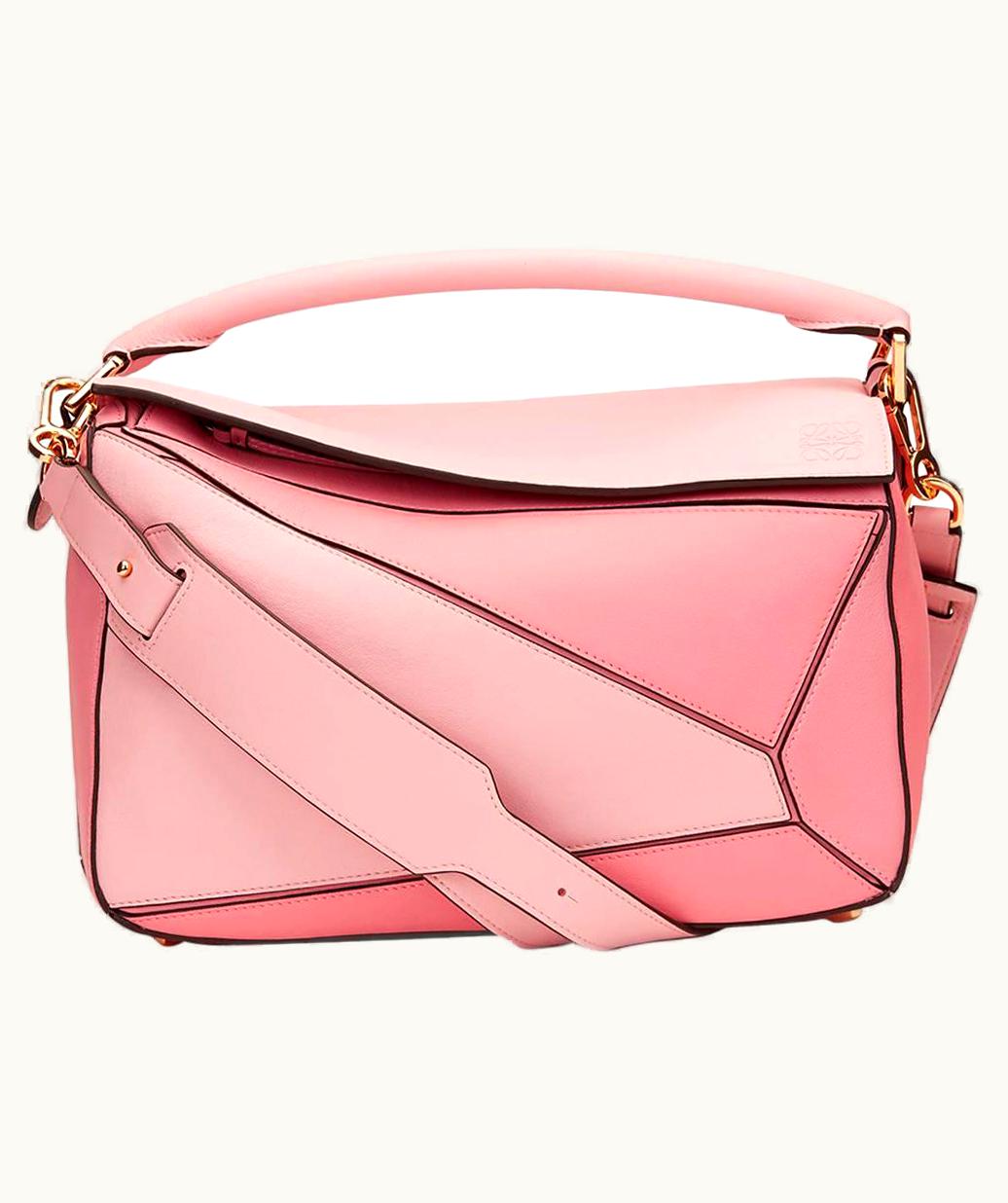 Loewe 2016 Loewe Soft Pink & Candy Dark Pink Calfskin Puzzle Bag