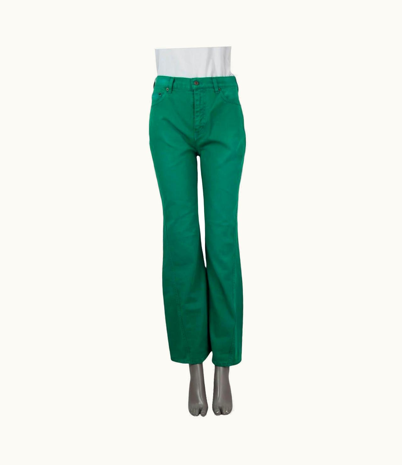 Loewe Green Cotton Denim 2022 Twisted High Waisted Jeans Pants