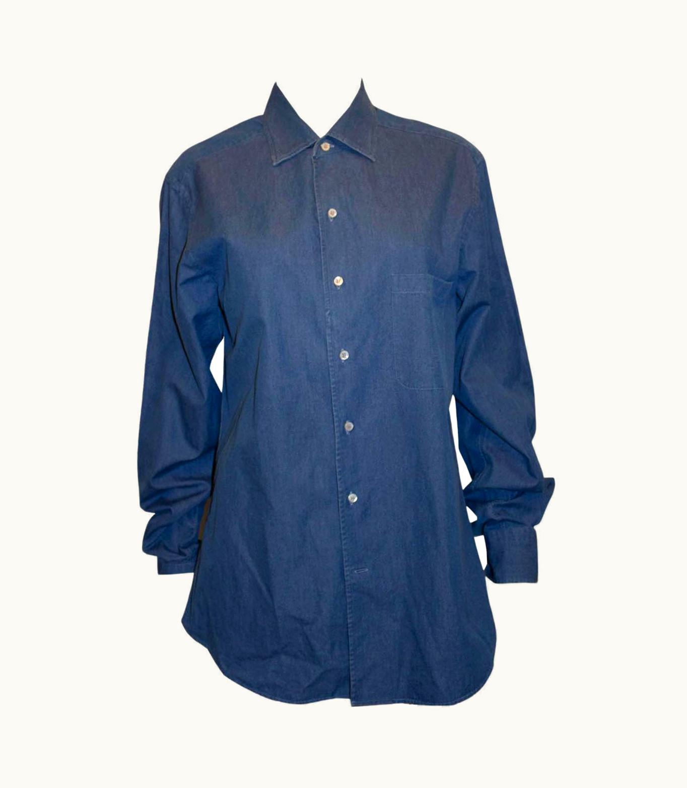 Loro Piana Men Blue Cotton Shirt