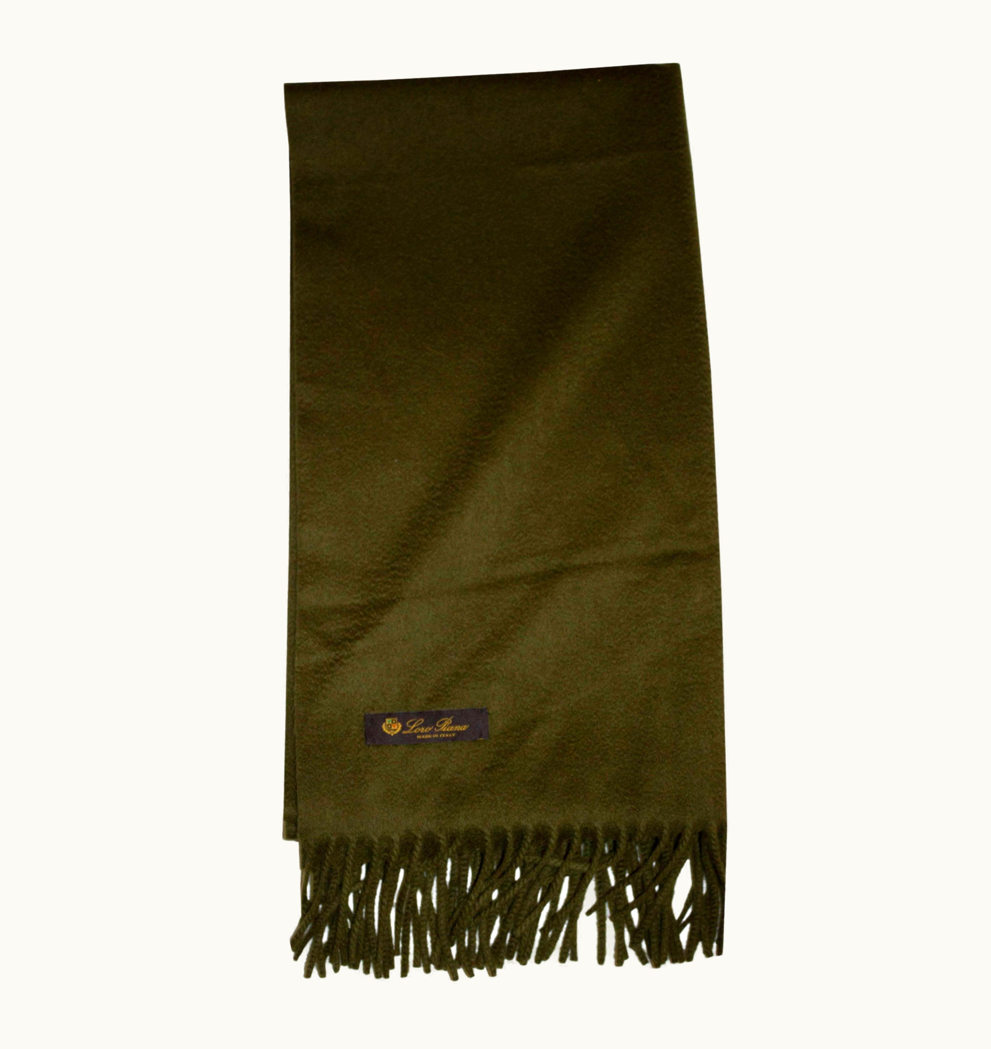Loro Piana Dark Olive Green Cashmere Scarf