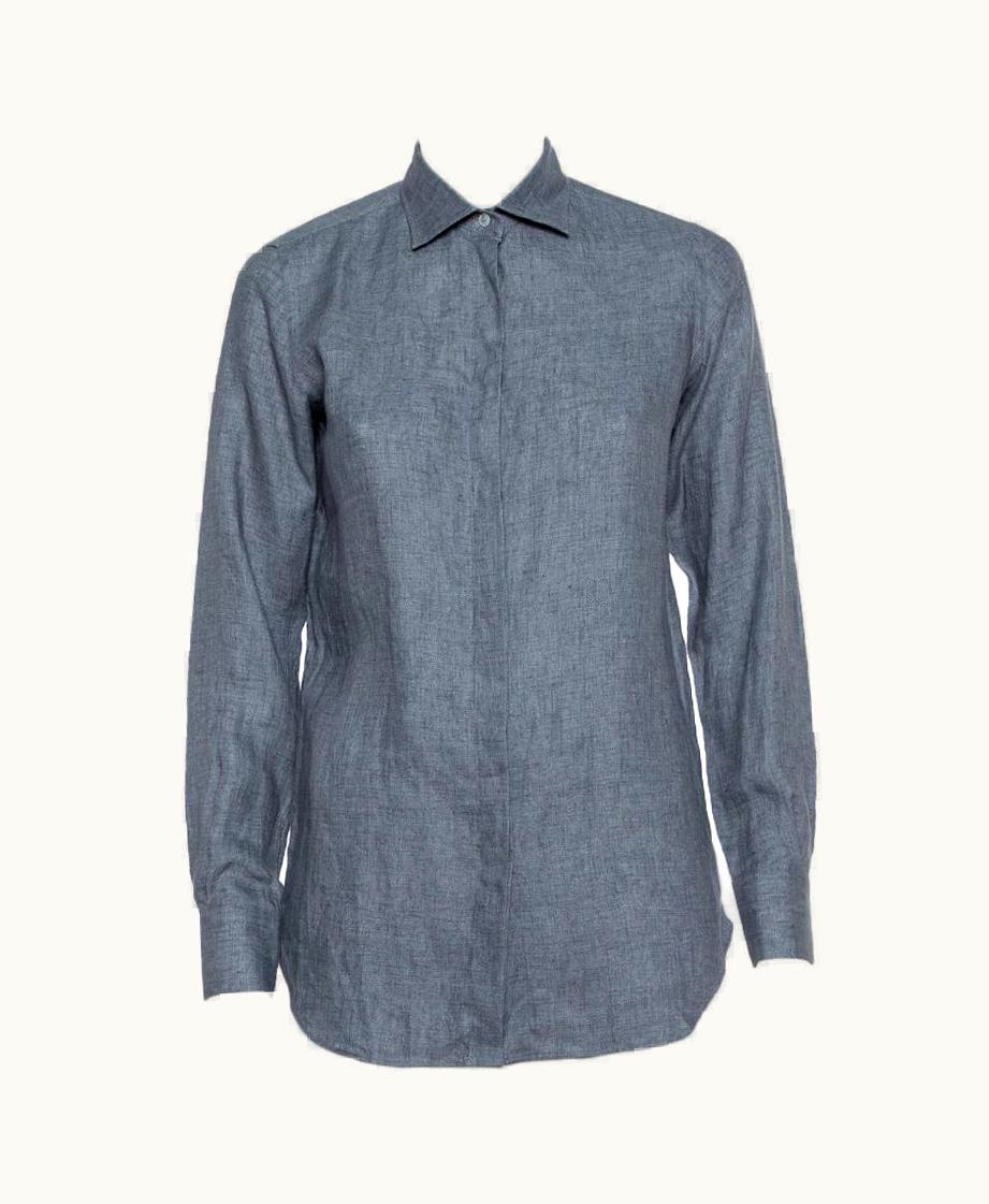 Loro Piana Loro Piana Grey Linen Button Front Shirt