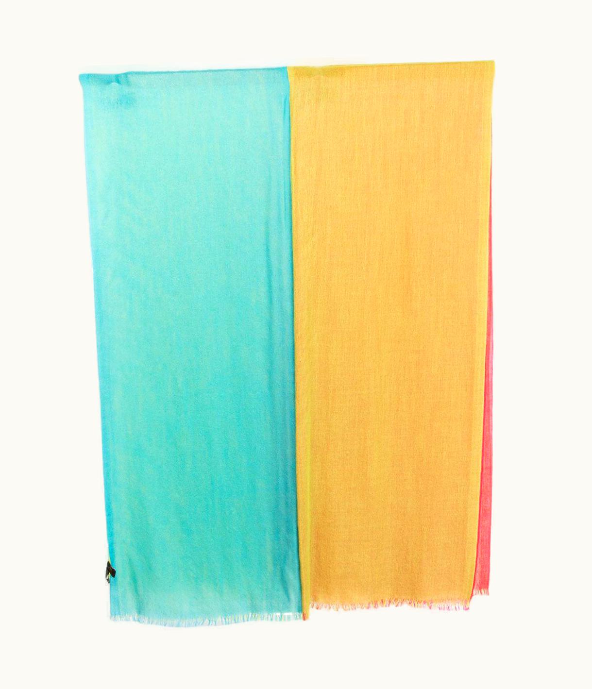 Loro Piana Auth Loro Piana Multicolored Striped Cashmere & Silk Shawl Scarf