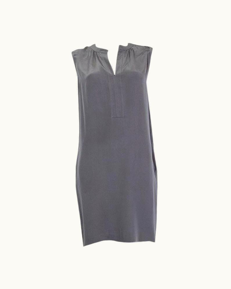 Loro Piana Loro Piana Grey Silk Sleeveless Shift Dress