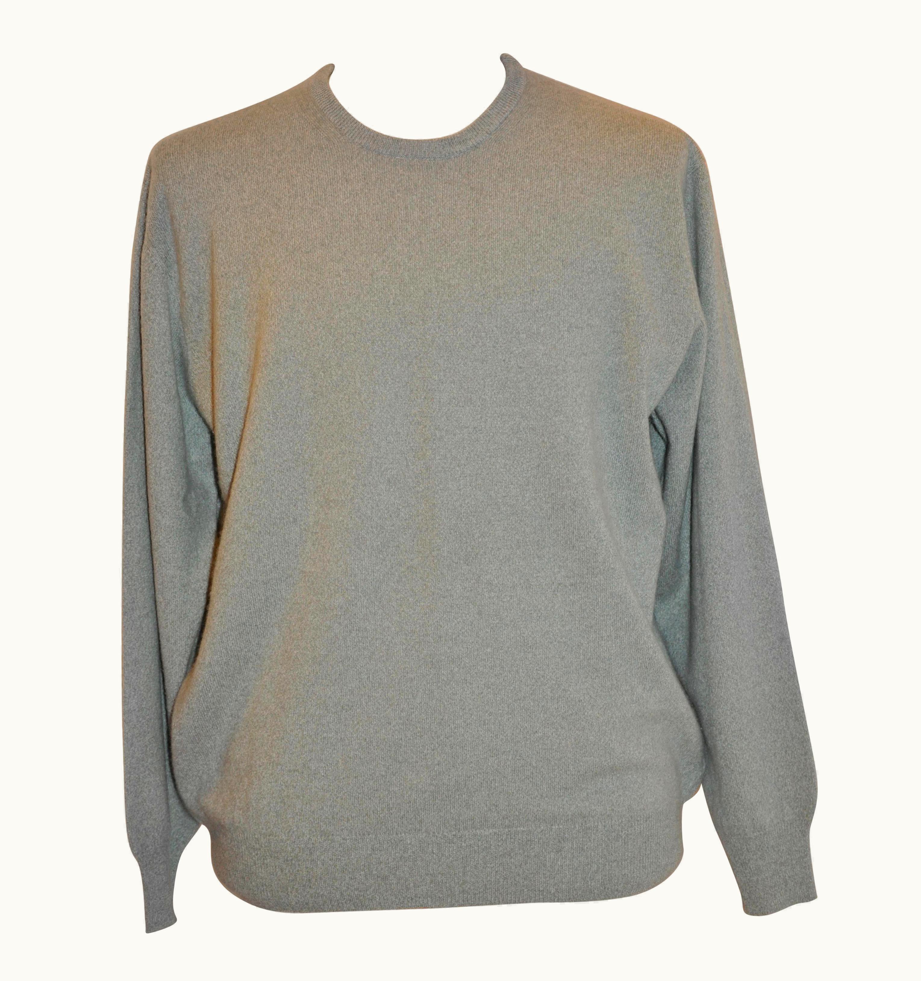 Loro Piana Loro Piana Olive Green Men' Cashmere Crewneck Pullover Sweater