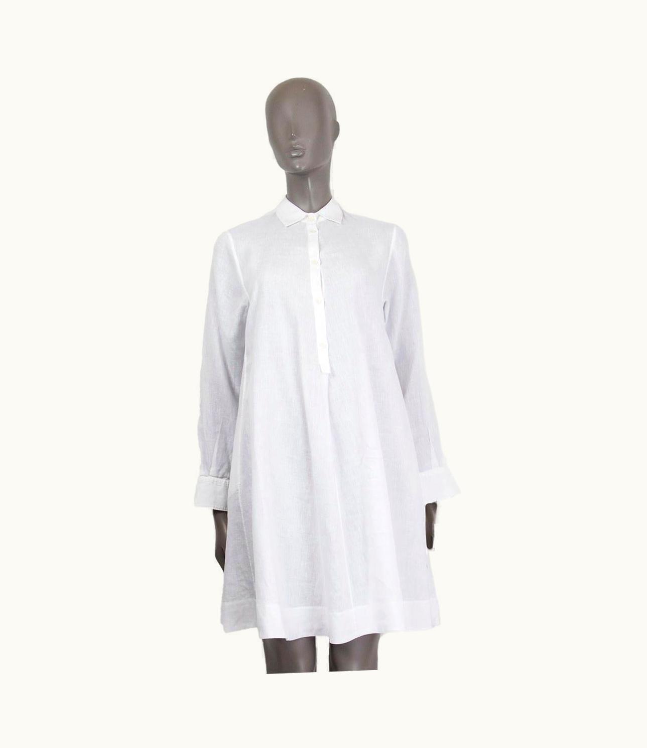 Loro Piana Loro Piana White Linen Long Sleeve Shirt Dress