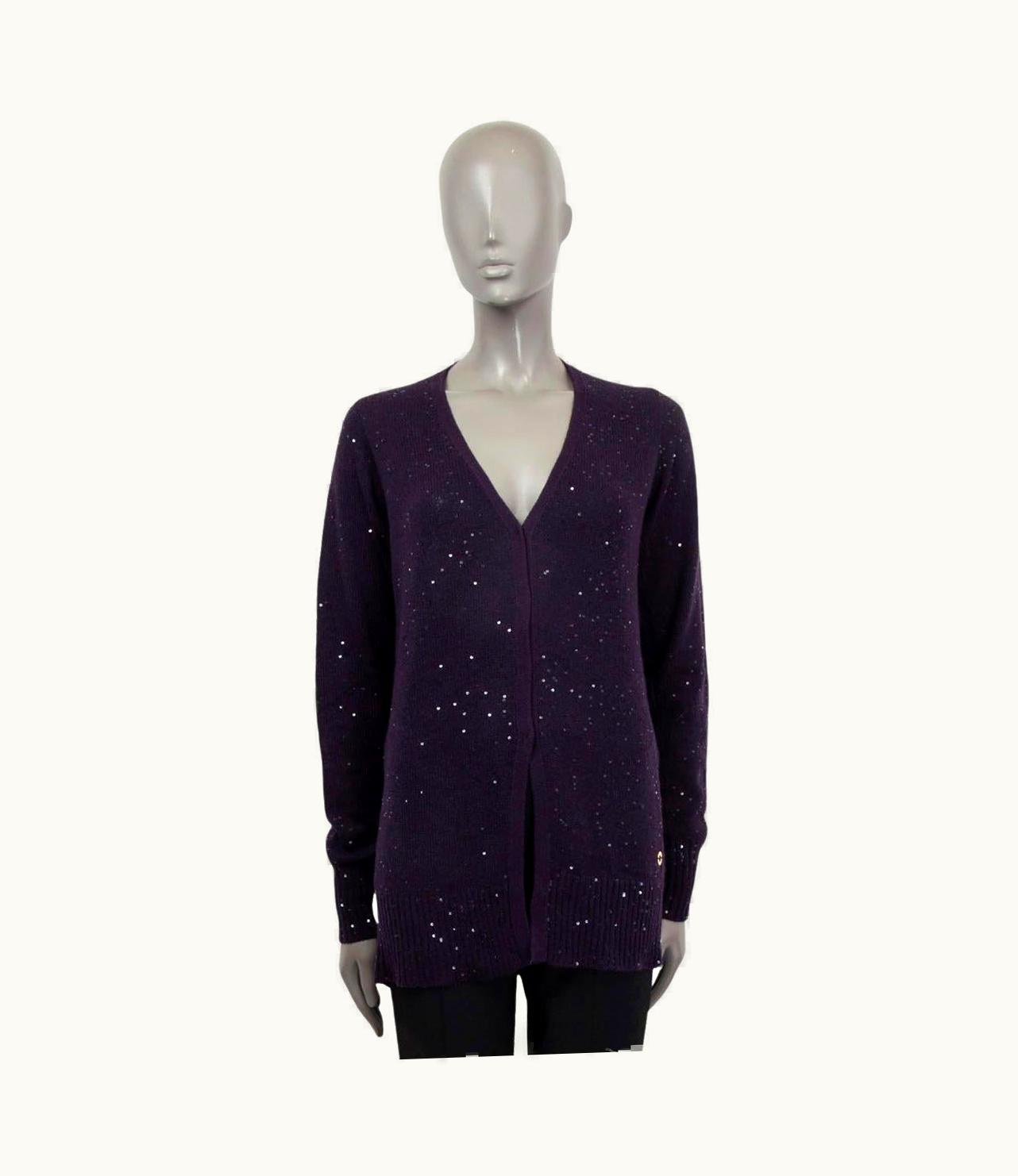 Loro Piana Loro Piana Purple Cashmere Sequin Cardigan Sweater