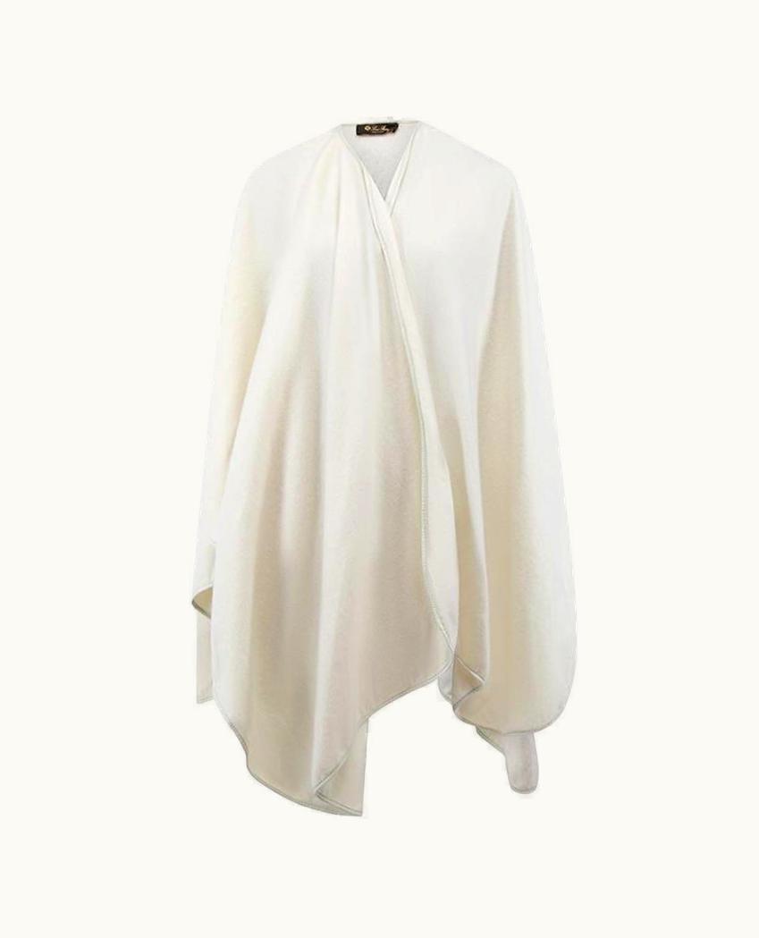Loro Piana Loro Piana Women' Cream Cashmere Cape With Leather Trim