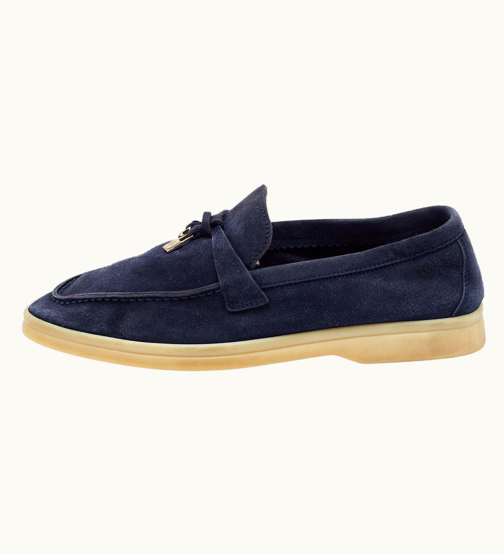 Loro Piana Loro Piana Blue Suede Summer Charms Walk Loafers