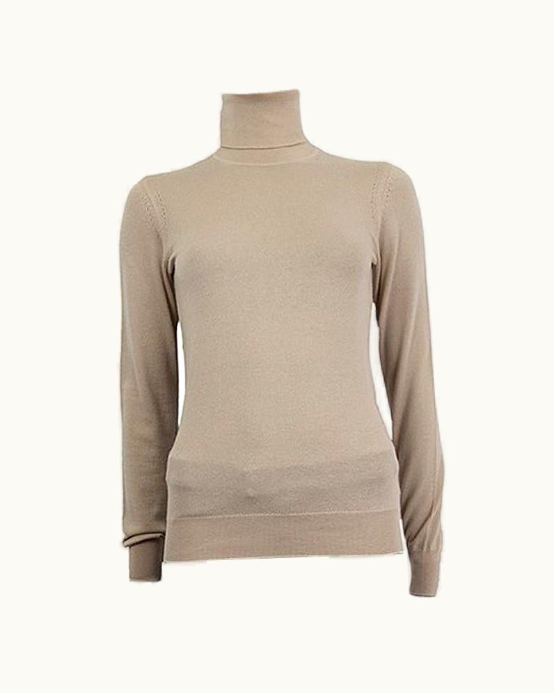Loro Piana Loro Piana Beige Cashmere Dolcevita Piuma Turtleneck Sweater