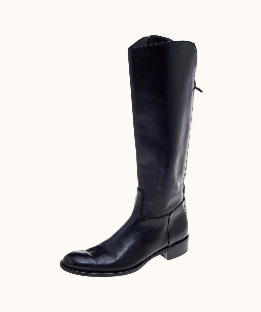 Loro Piana Loro Piana Black Leather Riding Knee Length Boots