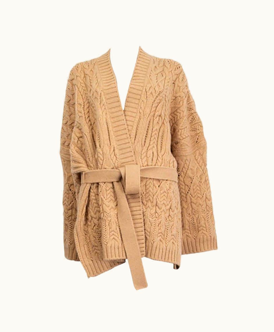 Loro Piana Loro Piana Beige Cashmere Finsbury Belted Wrap Cardigan Sweater Xl