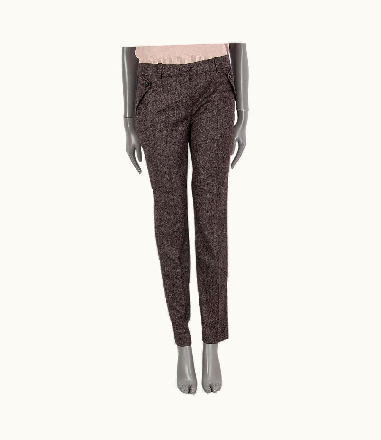 Loro Piana Loro Piana Brown Wool & Cashmere Tweed Tapered Pants