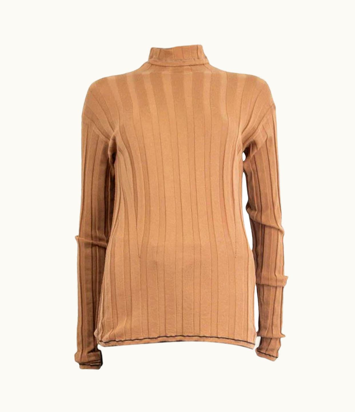 Loro Piana Loro Piana Camel Brown Cashmere Ribbed Turtleneck Sweater 48 Xxl