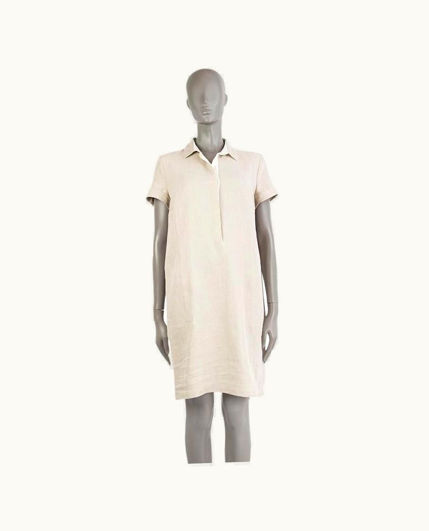 Loro Piana Loro Piana Beige Linen Short Sleeve Shirt Dress