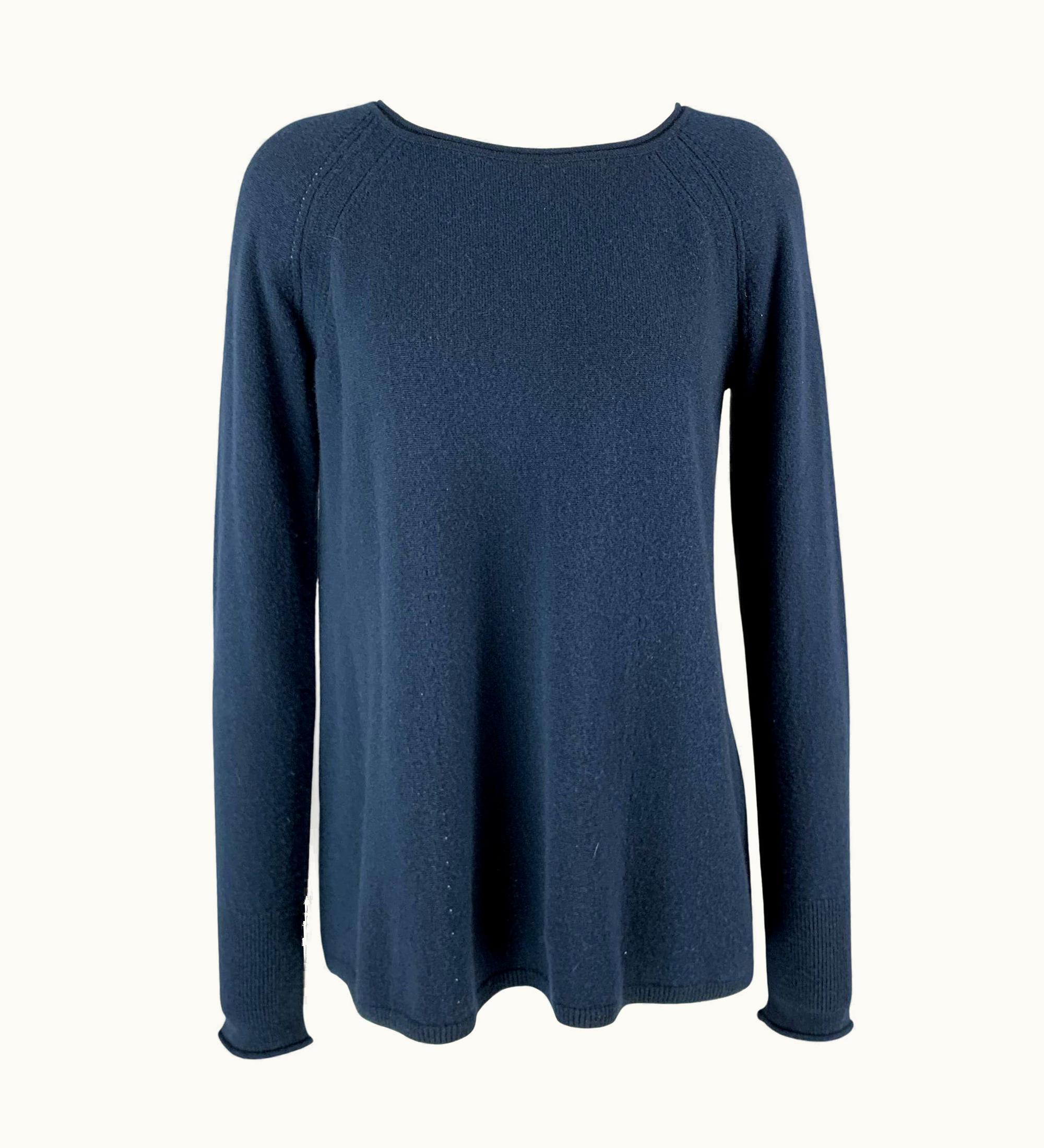 Loro Piana Loro Piana Navy Cashmere Crew-Neck A-line Pullover