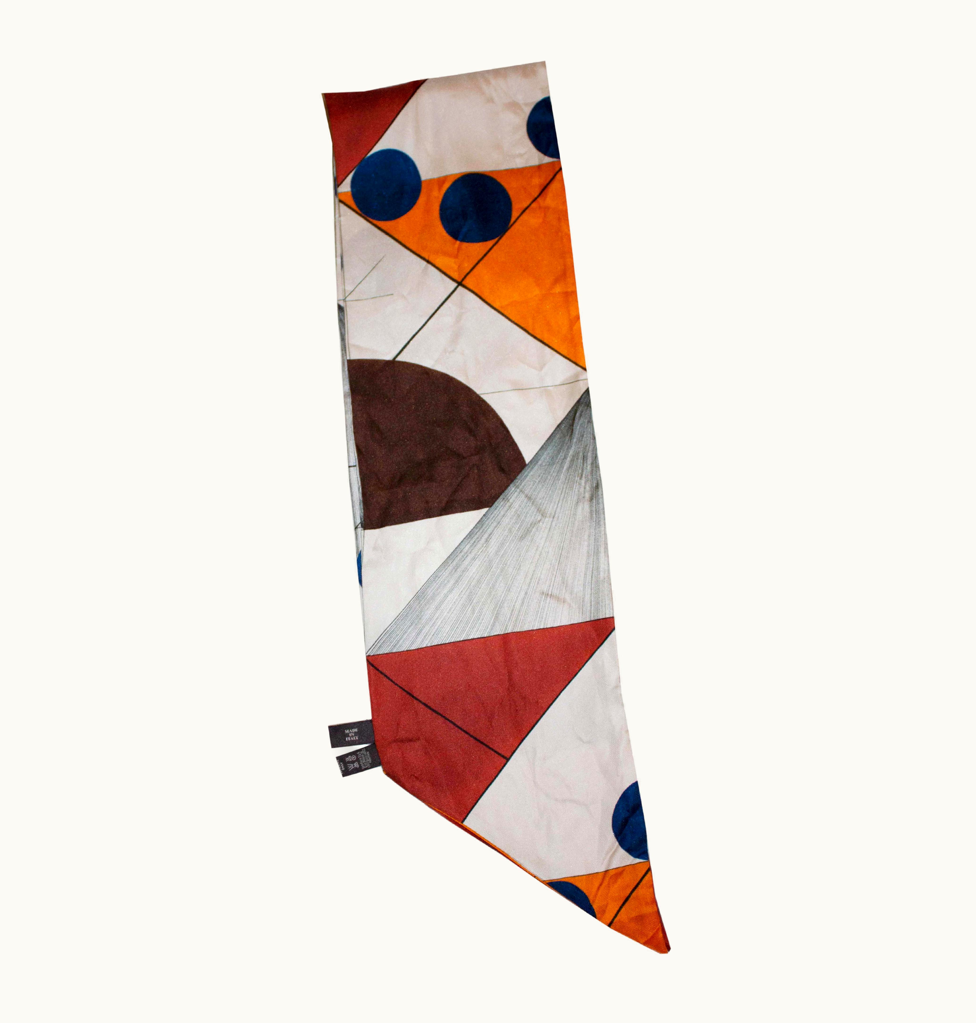Loro Piana Loro Piana Silk Scarf In Orange, Blue, Brown, White And Grey