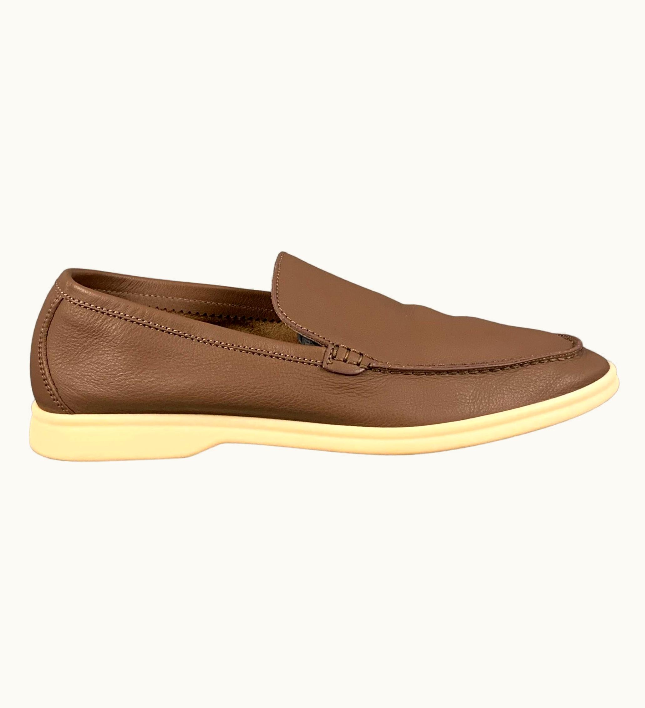 Loro Piana Loro Piana Brown Leather Slip On Summer Walk Loafers