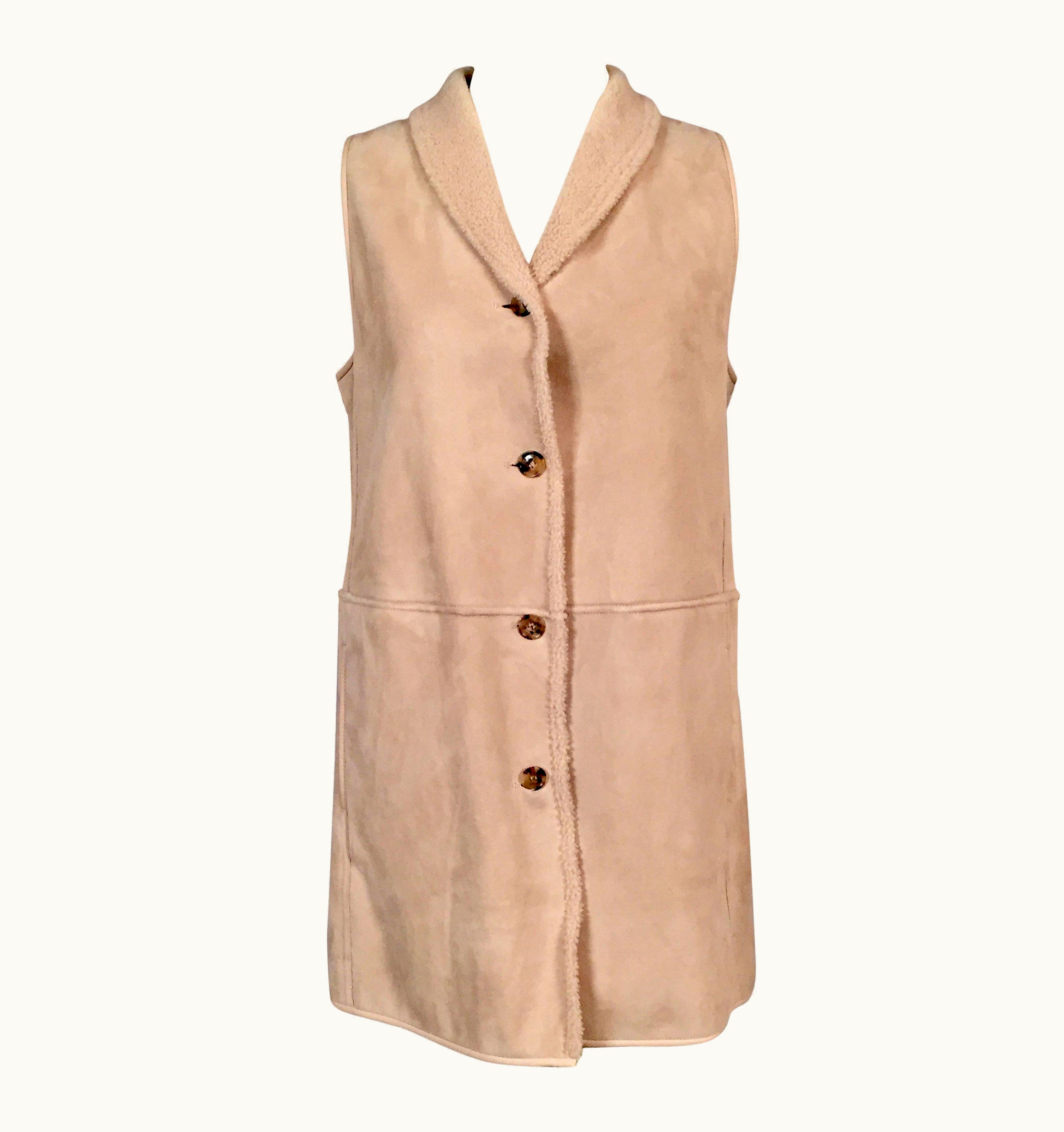Loro Piana Loro Piana Light Weight Beige Shearling Vest Jacket Larger Size