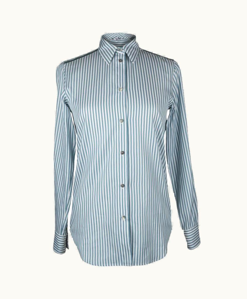 Loro Piana Loro Piana Top Shirt Striped Cotton Semi Sheer Insets 40 S/S