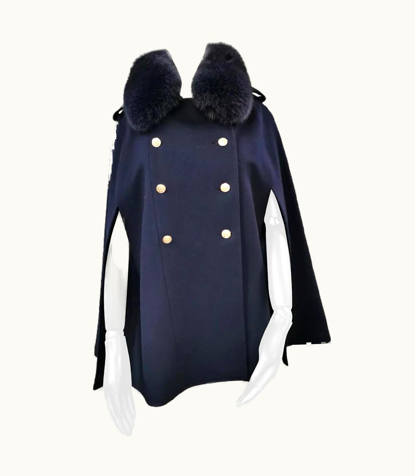 Loro Piana Brand Loro Piana Cape With Fox Fur Trim