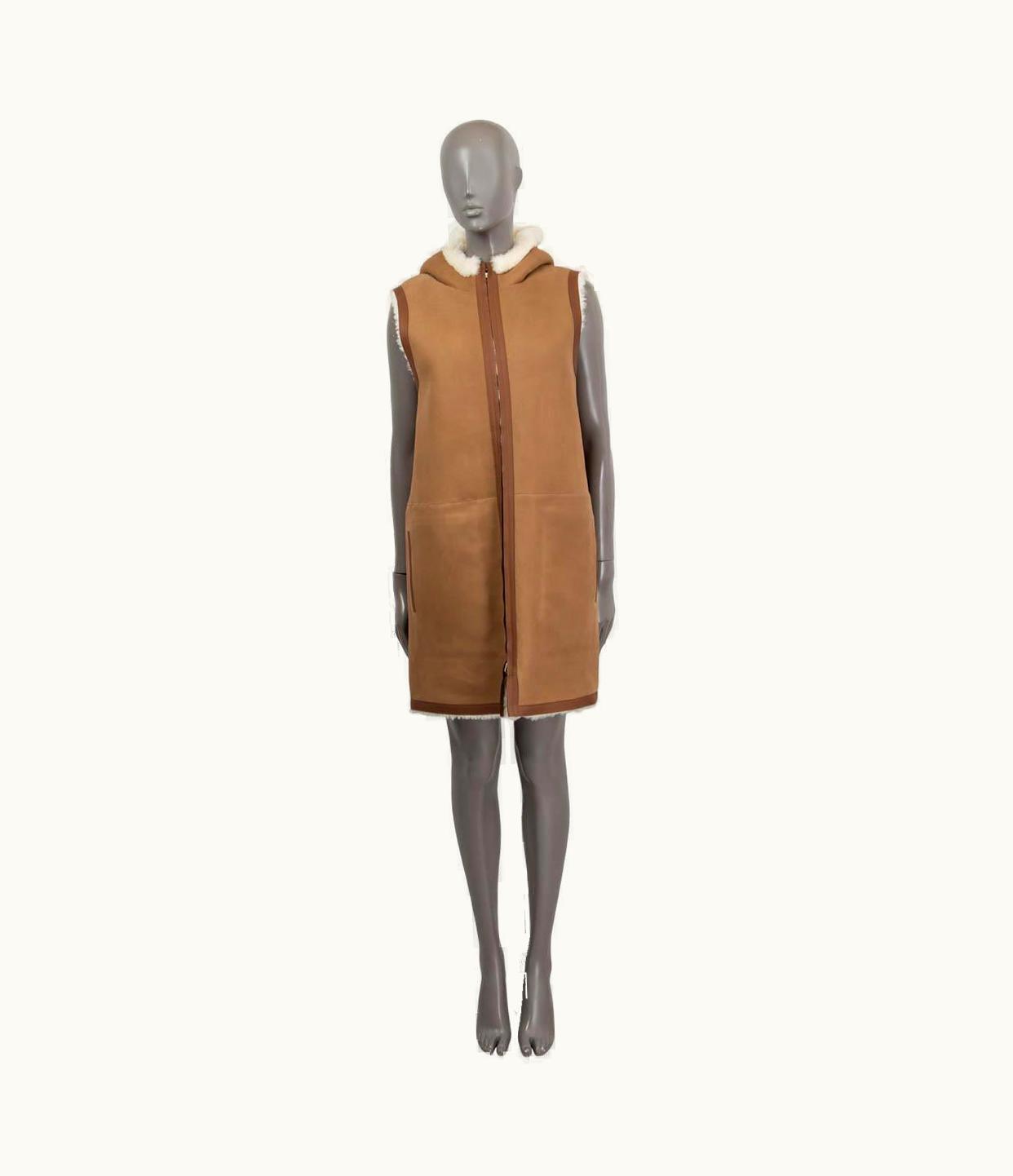 Loro Piana Loro Piana Camel Suede & White Shearling Henry Reversible Vest Jacket