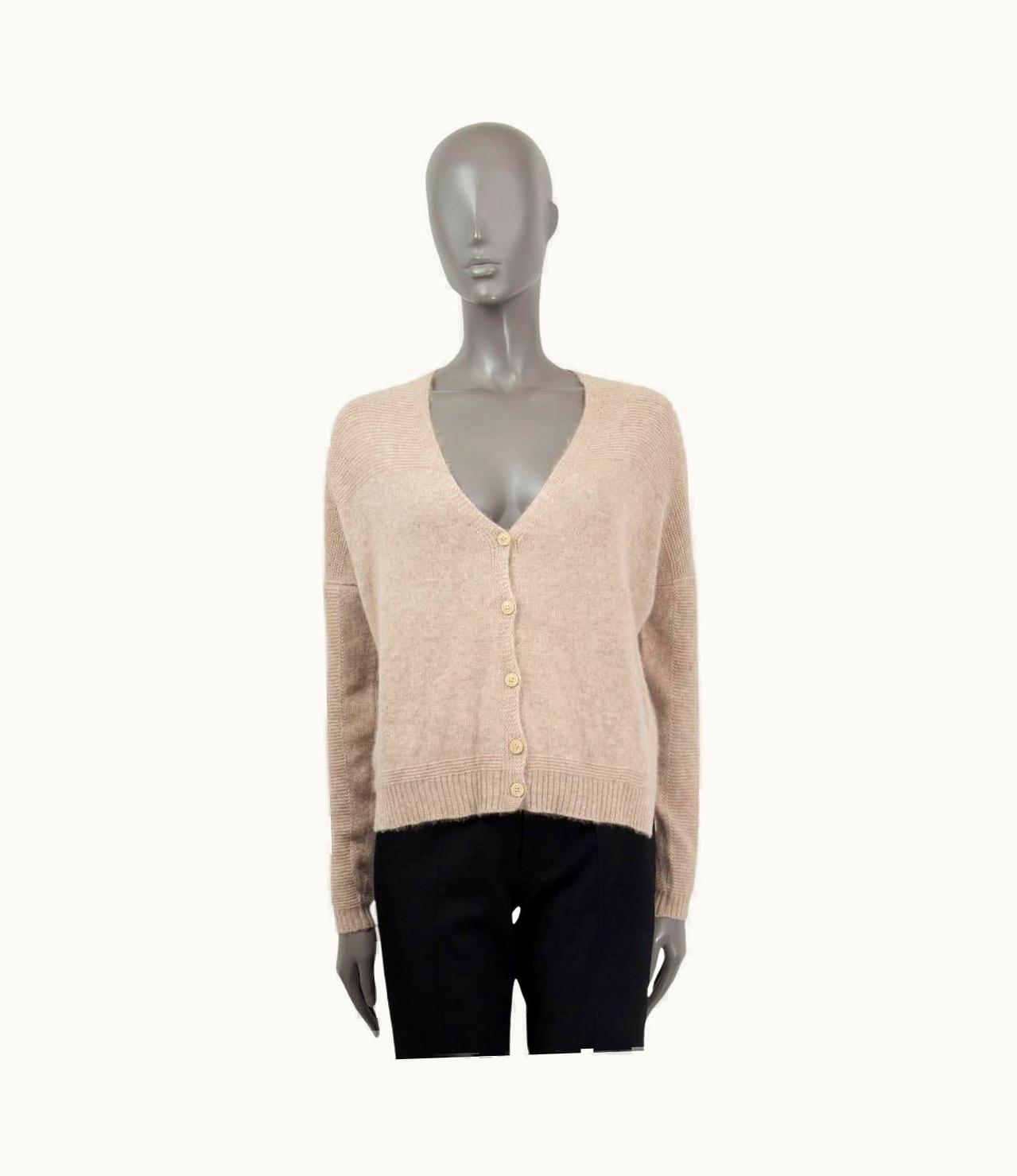 Loro Piana Loro Piana Beige Cashmere & Silk Fine Knit Cropped Cardigan Jacket