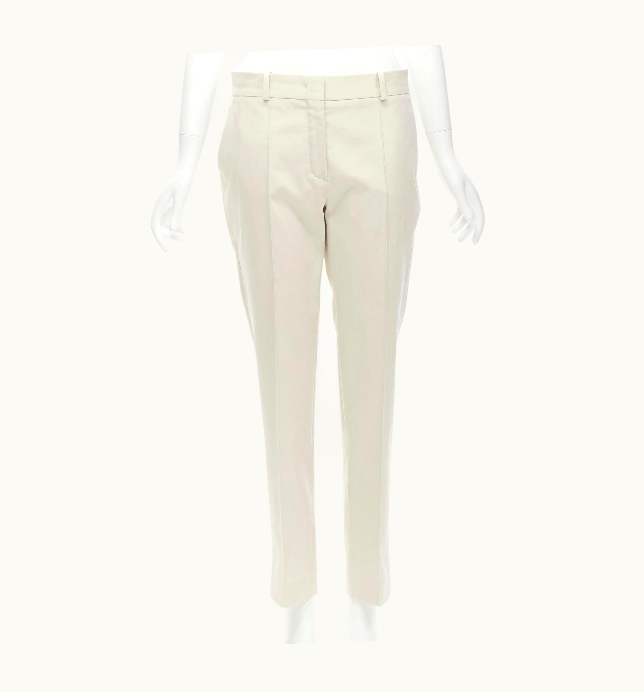 Loro Piana Loro Piana Beige Cotton Blend Pleat Front Cropped Trousers